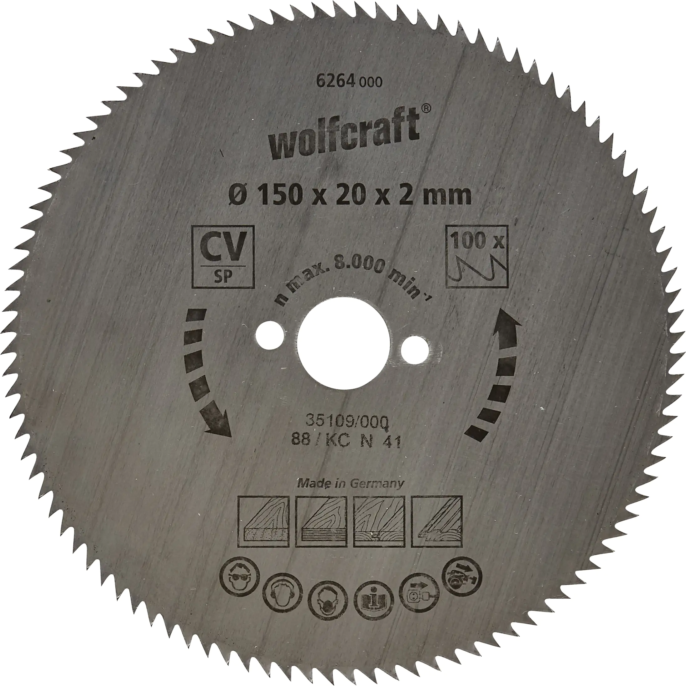 Wolfcraft Kreissägeblatt Ø 150 mm Bohrung Ø 20 mm 90 Zähne