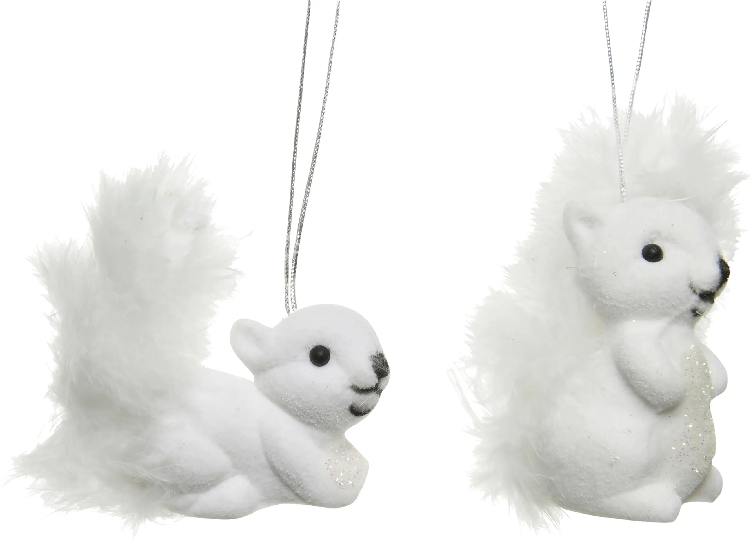 Decoris Weihnachtskugeln-Set aus Kunststoff Eichhörnchen 6 cm weiß