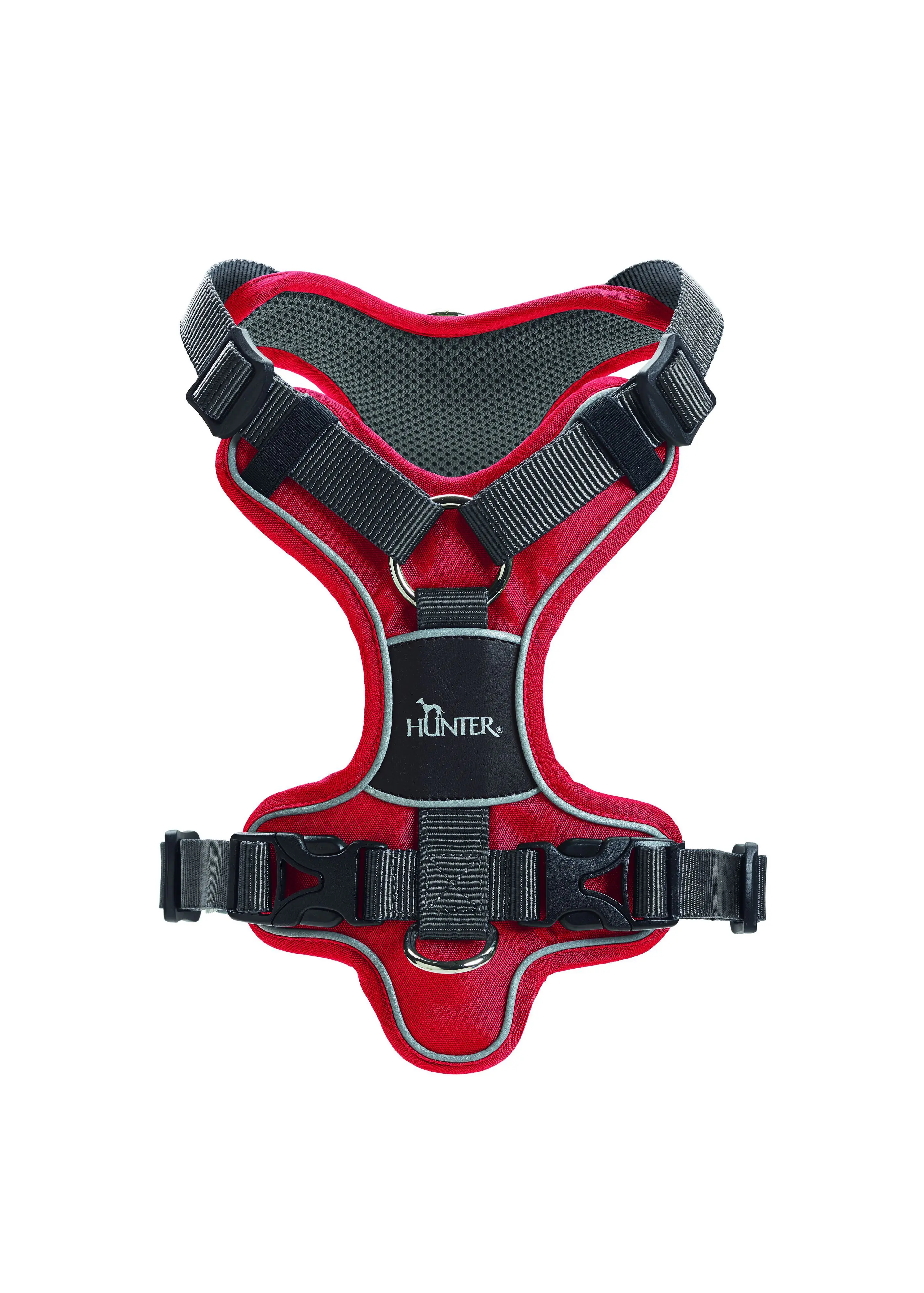 Hunter Hundegeschirr Divo L rot/grau