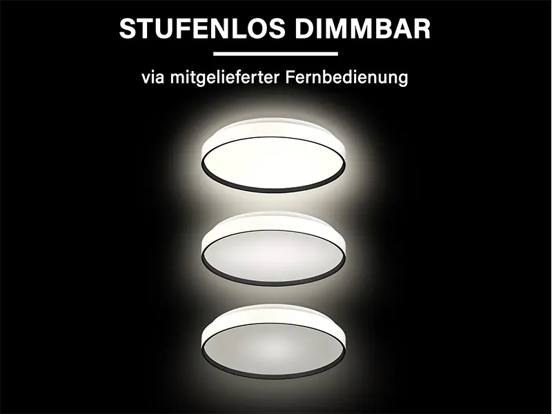 MegaLight LED-Deckenleuchte Shining Jupiter Black Ø38 cm Backlight dimmbar