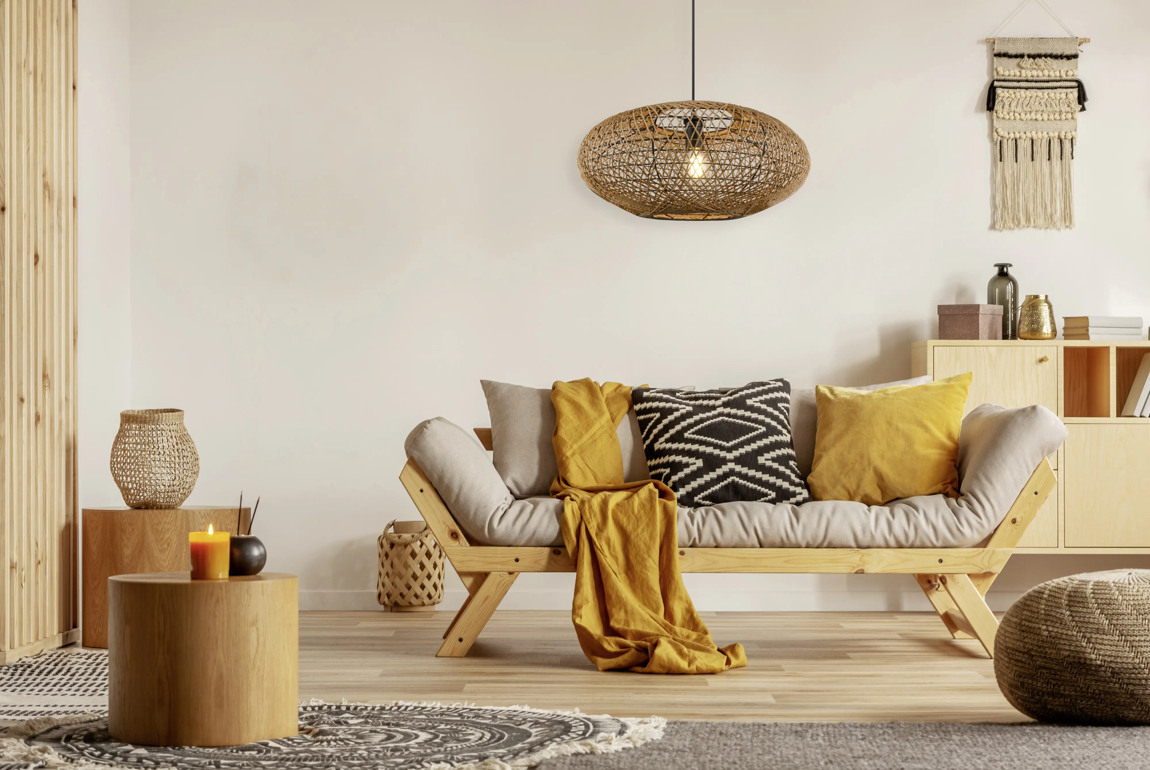 Trio Pendelleuchte Hedda sisalfarbig 