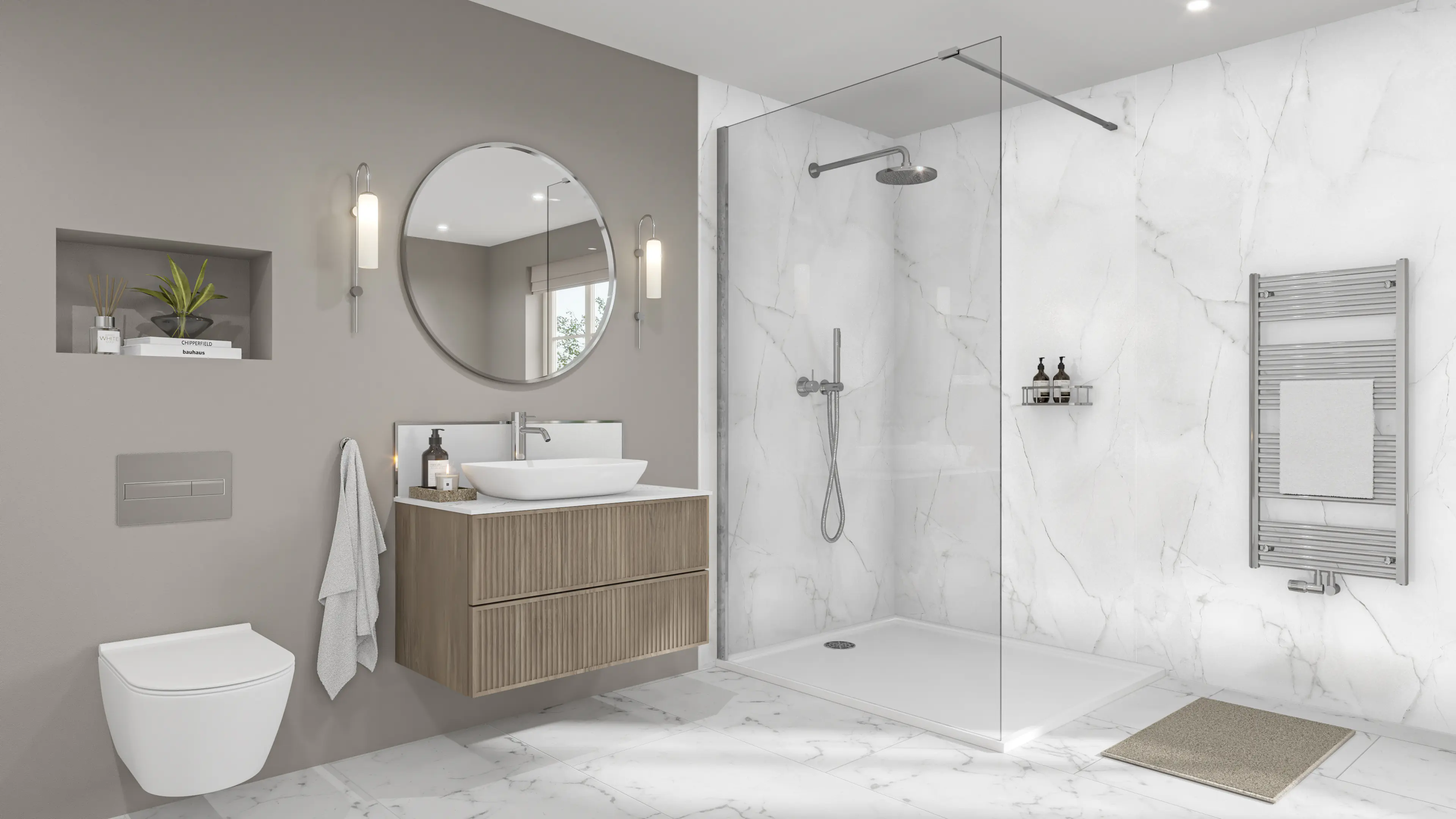 Wetwall Elite Wandpaneel  Athena Marble 16 x 242 cm mit abgerundeter Abschlusskante