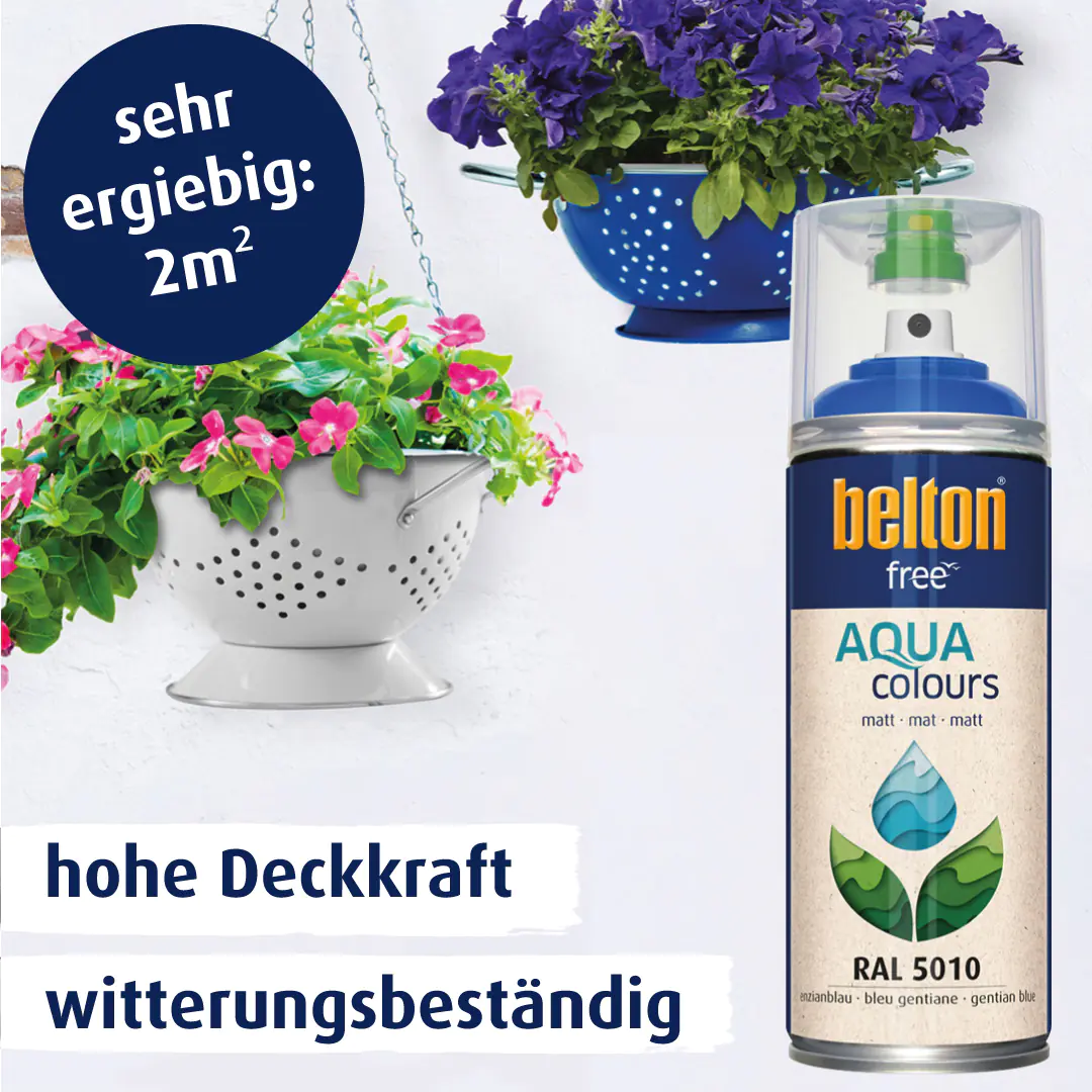 belton free Lackspray AQUAcolours 400 ml enzianblau matt