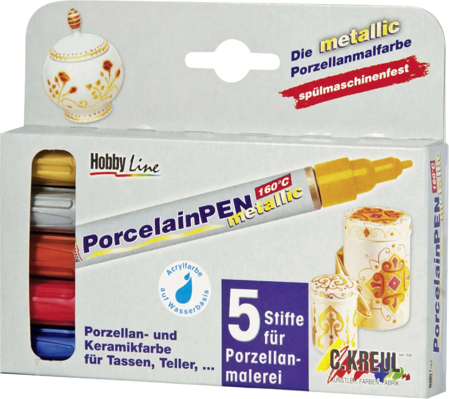 Kreul Porzellanmaler metallic 5er Set PorcelainPen