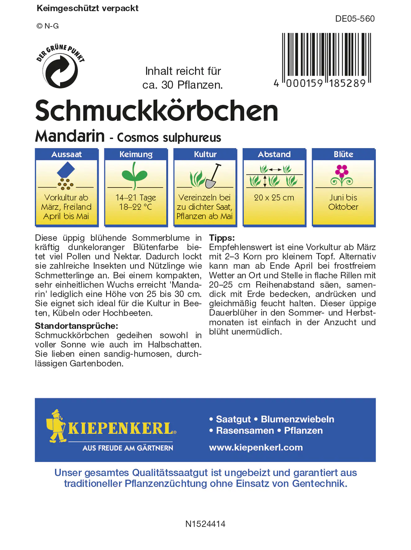 Kiepenkerl Schmuckkörbchen Mandarin Inhalt reicht für ca. 30 Pflanzen Kiepenkerl Schmuckkörbchen Mandarin Inhalt reicht für ca. 30 Pflanzen