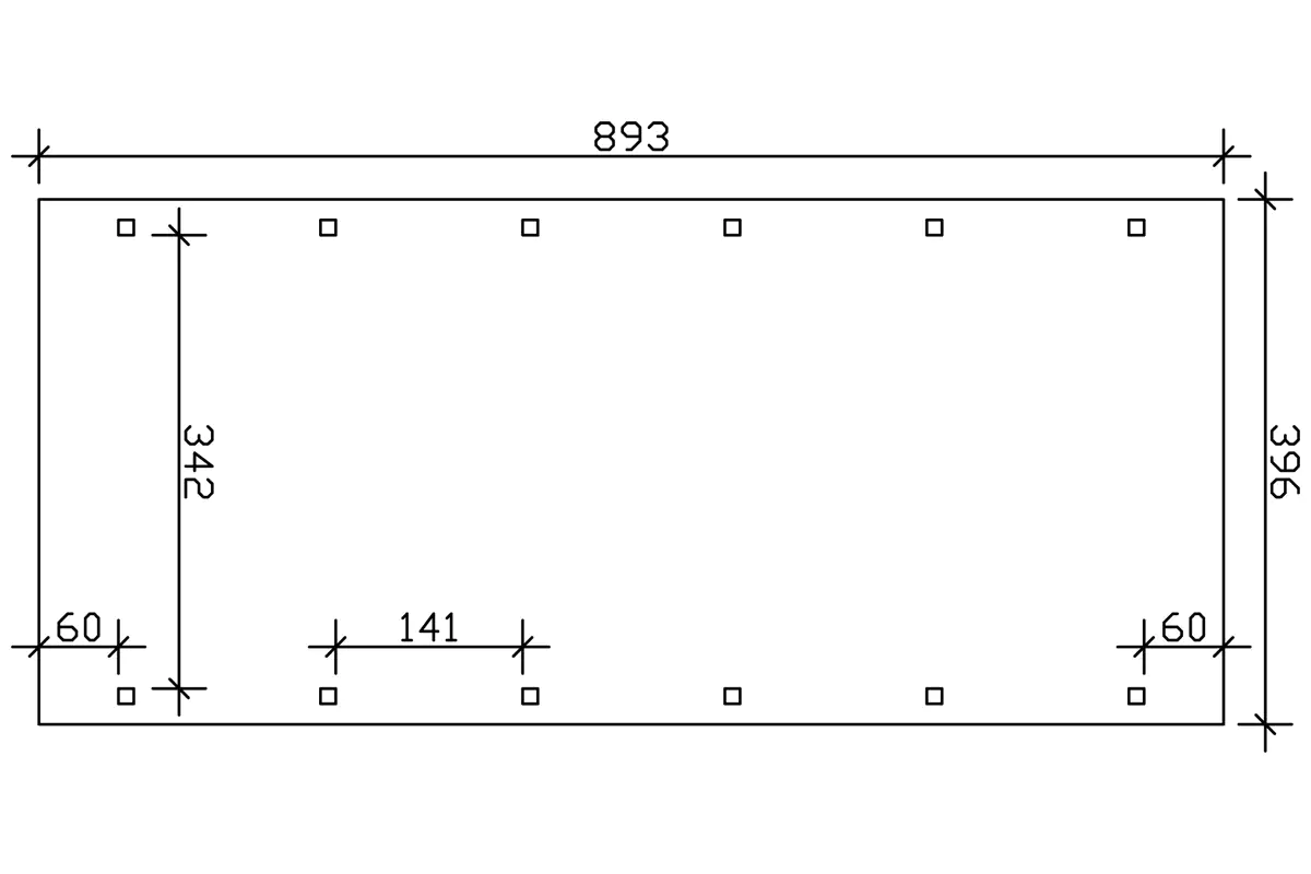 SKAN HOLZ Carport Spreewald 396 x 893 cm mit Aluminiumdach
