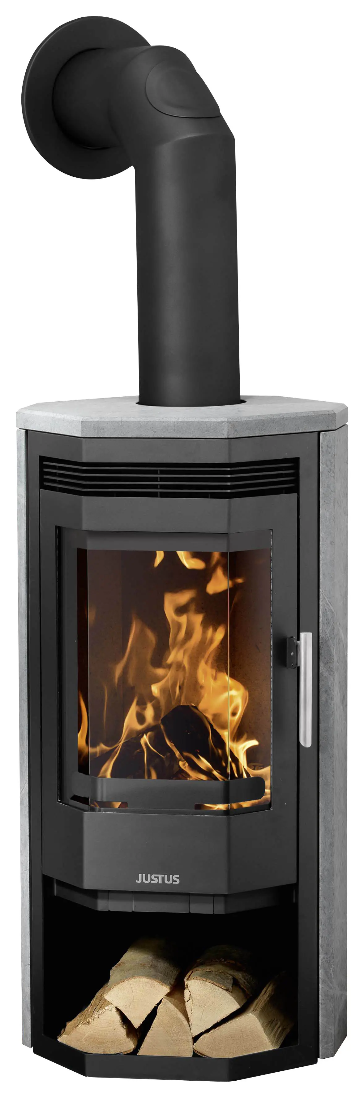 Justus Kaminofen Usedom 5 II Speckstein Stahl schwarz 5,5 kW