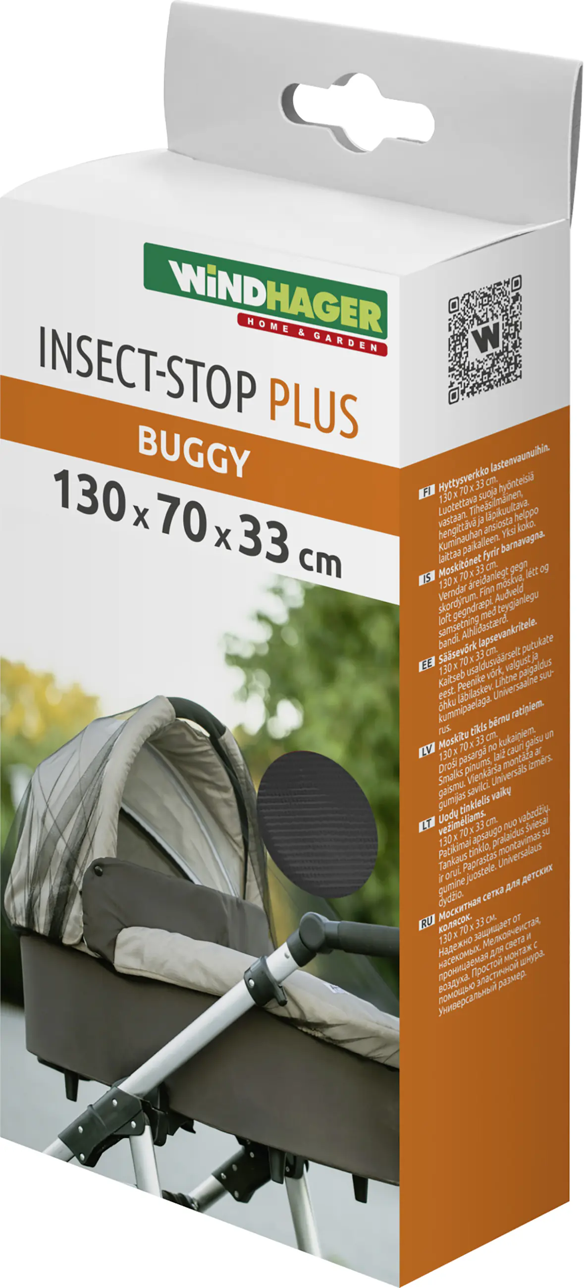 Windhager IS Kinderwagennetz 130 x 70 x 33 cm schwarz