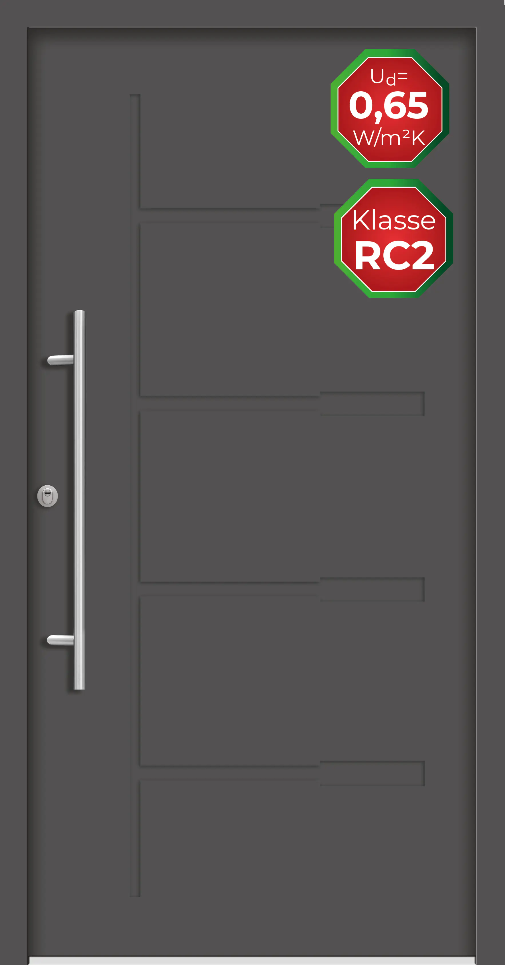 Splendoor Haustür Passivedoor Premium H1 RC2 Anthrazit DIN Links 100 x 210 cm