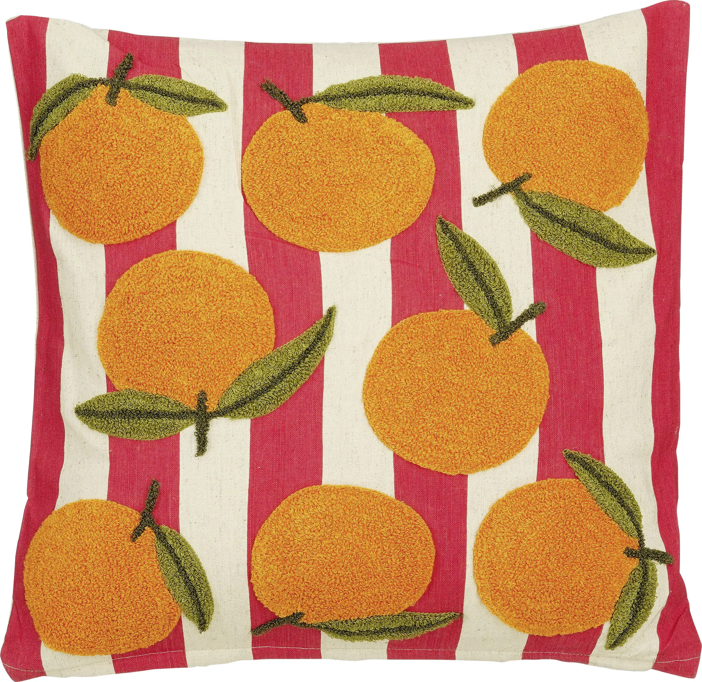 Mica Decorations Kissen mit Orangenmotiv 45 x 45 cm offwhite/rosa