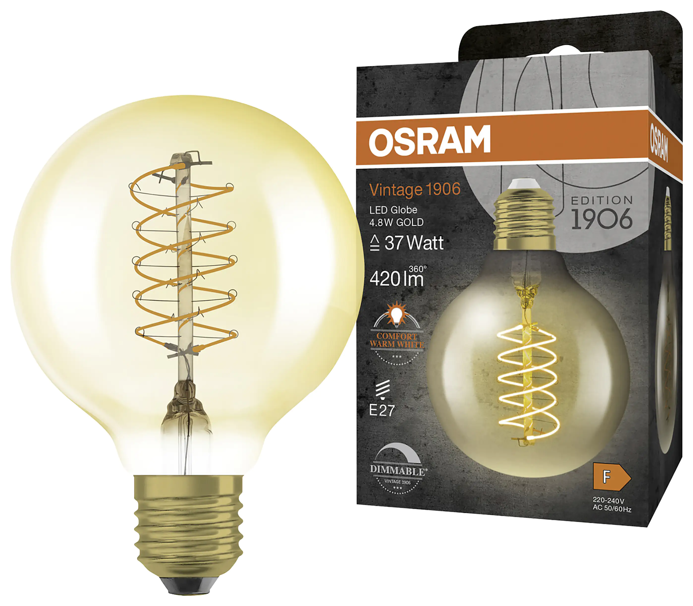 Osram LED Leuchtmittel Globe 80 E27 4,8 W warmweiß amber