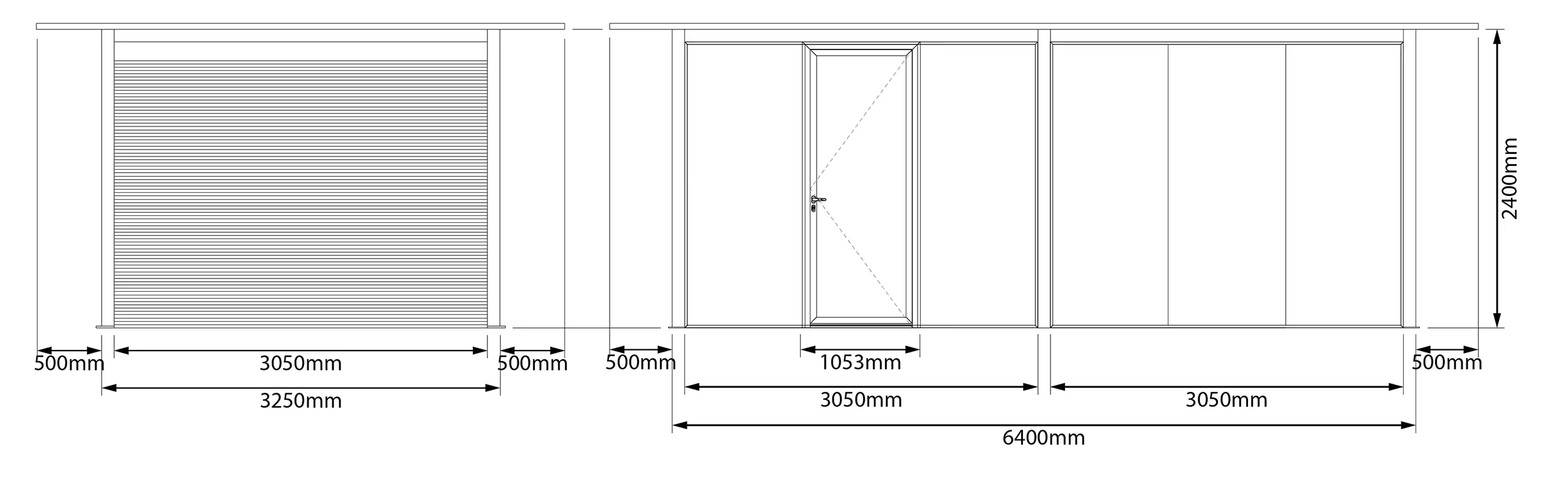 Fertiggarage Porto mit elektrischem Rolltor 405 x 720 cm inkl Dachüberstand