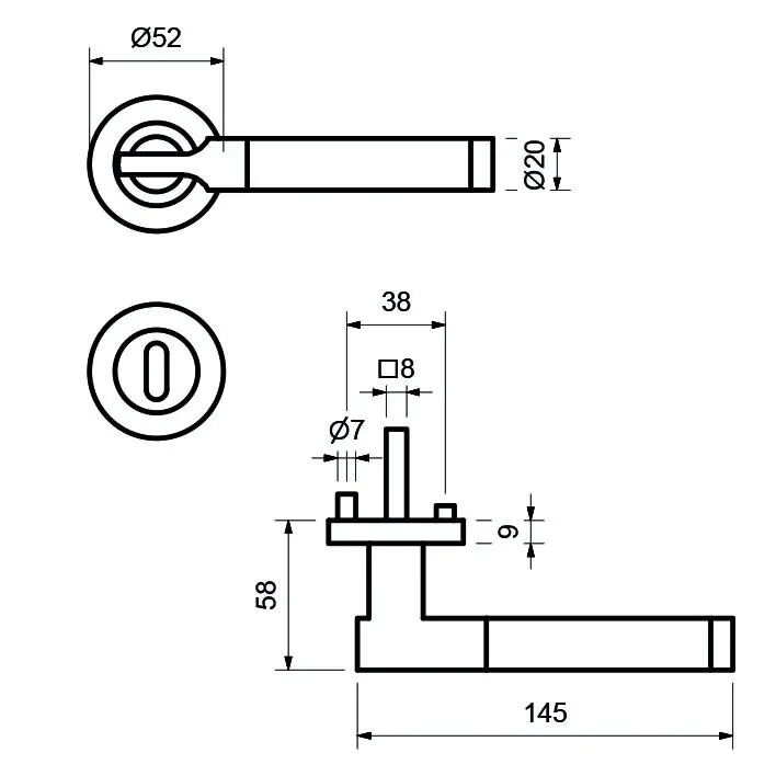 Alpertec BB-Rosettengarnitur Solid 6 Edelstahl silber rund