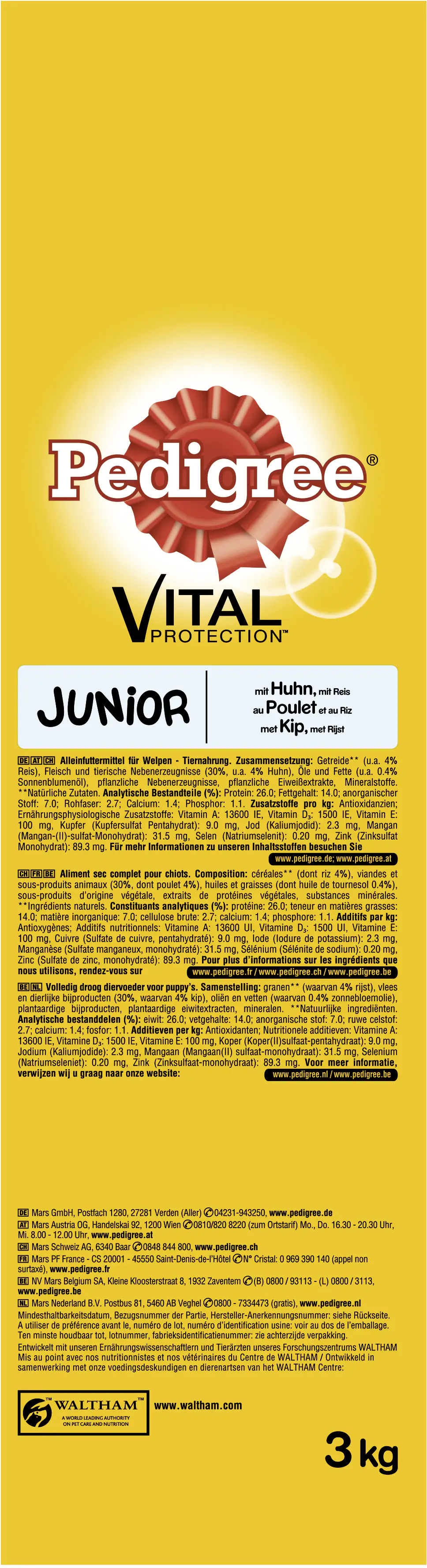 Pedigree Vital Protection Beutel Junior Medium mit Huhn und Reis 3 kg