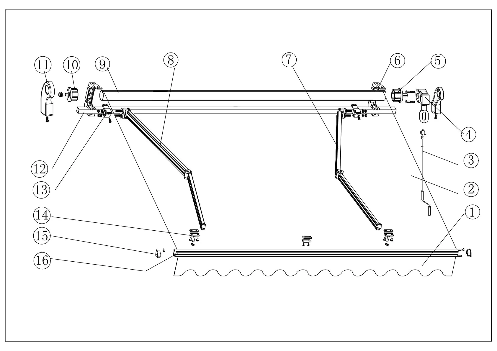 TrendLine Gelenkarm-Markise 3 x 2,5 m grün gestreift