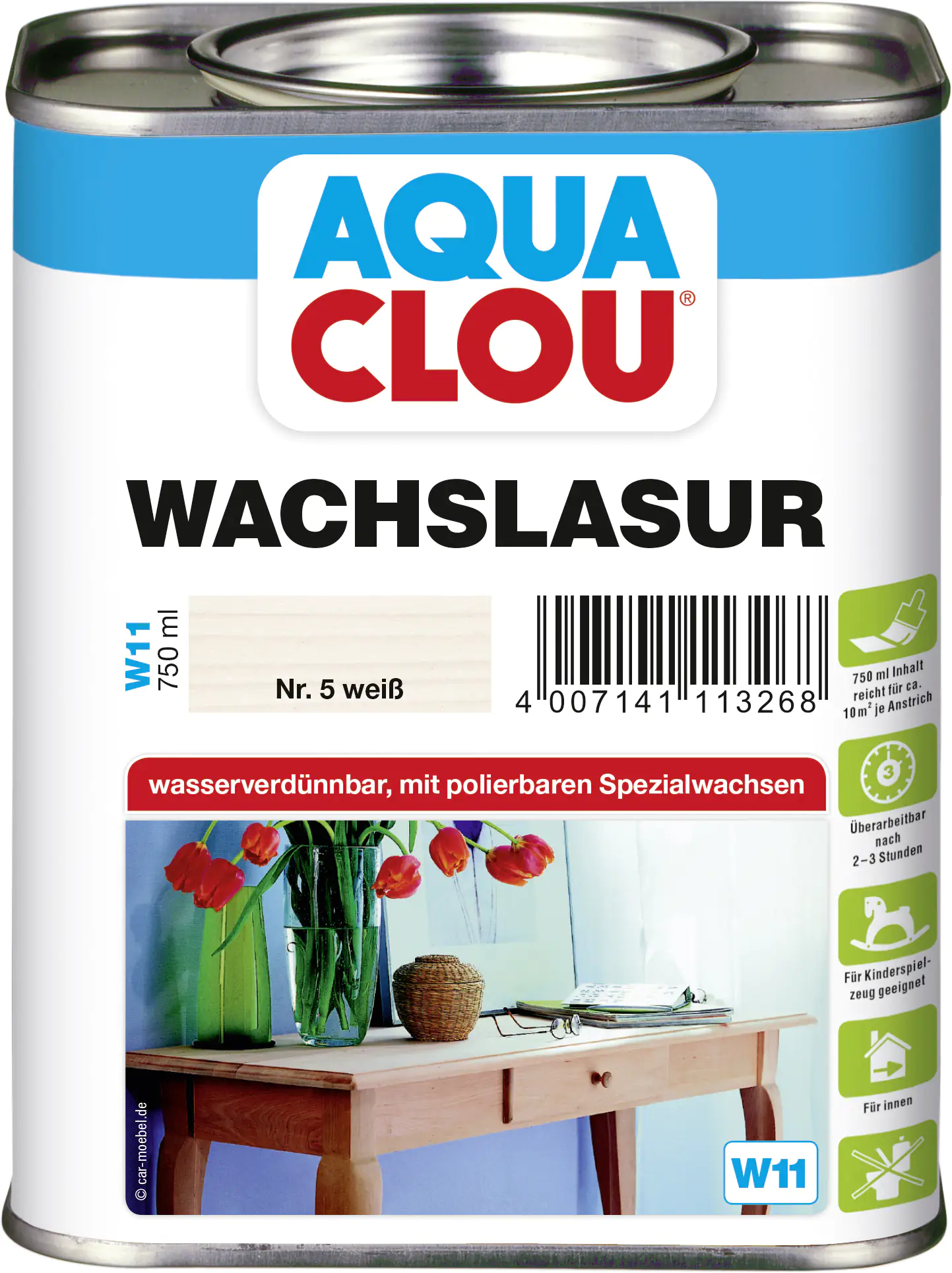 Aqua Clou Wachslasur 750 ml weiß Aqua Clou Wachslasur 750 ml weiß