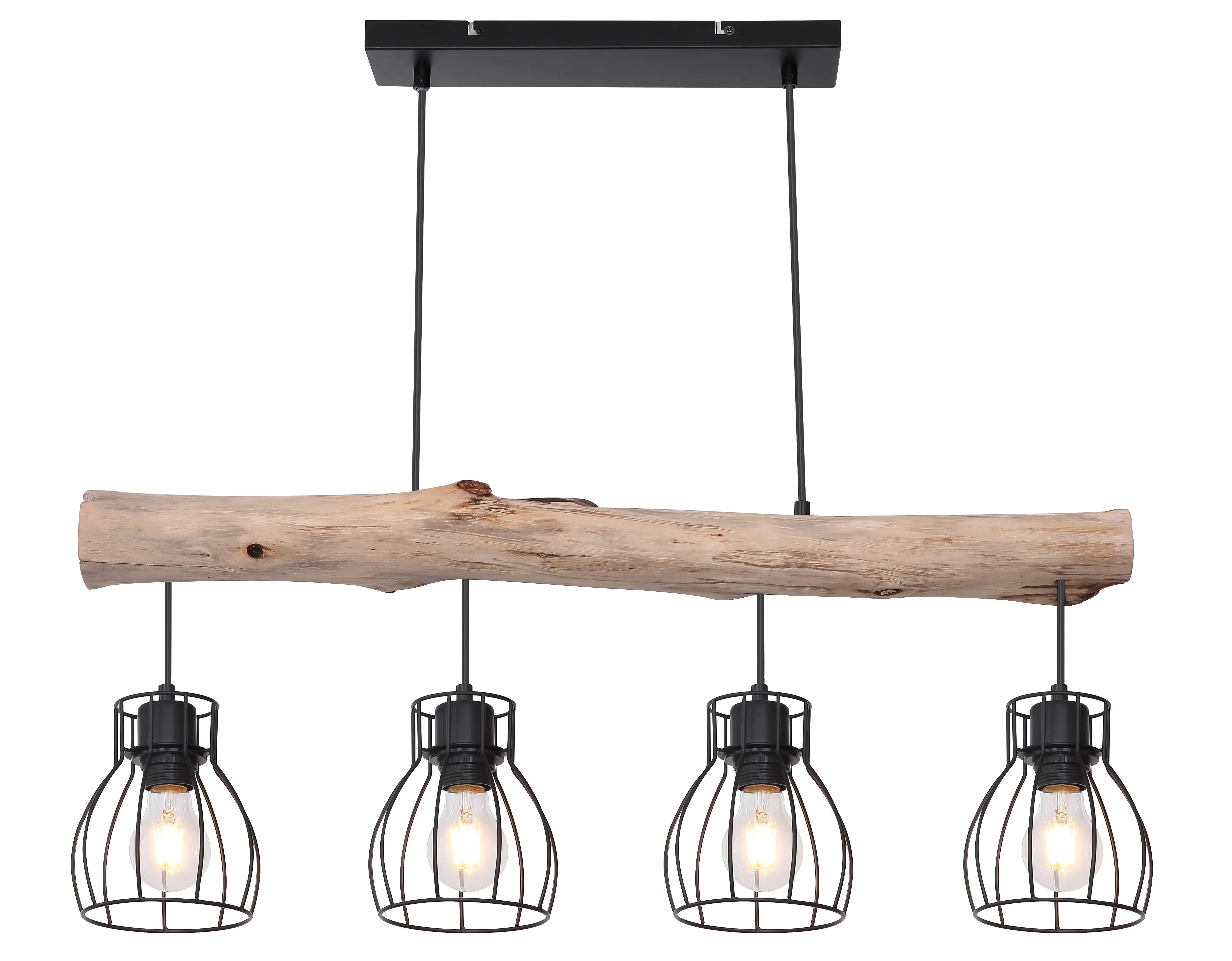 9007371389872 Globo Hängeleuchte Mina schwarz-holz 82,5 x 13,6 cm E27, max. 40 W