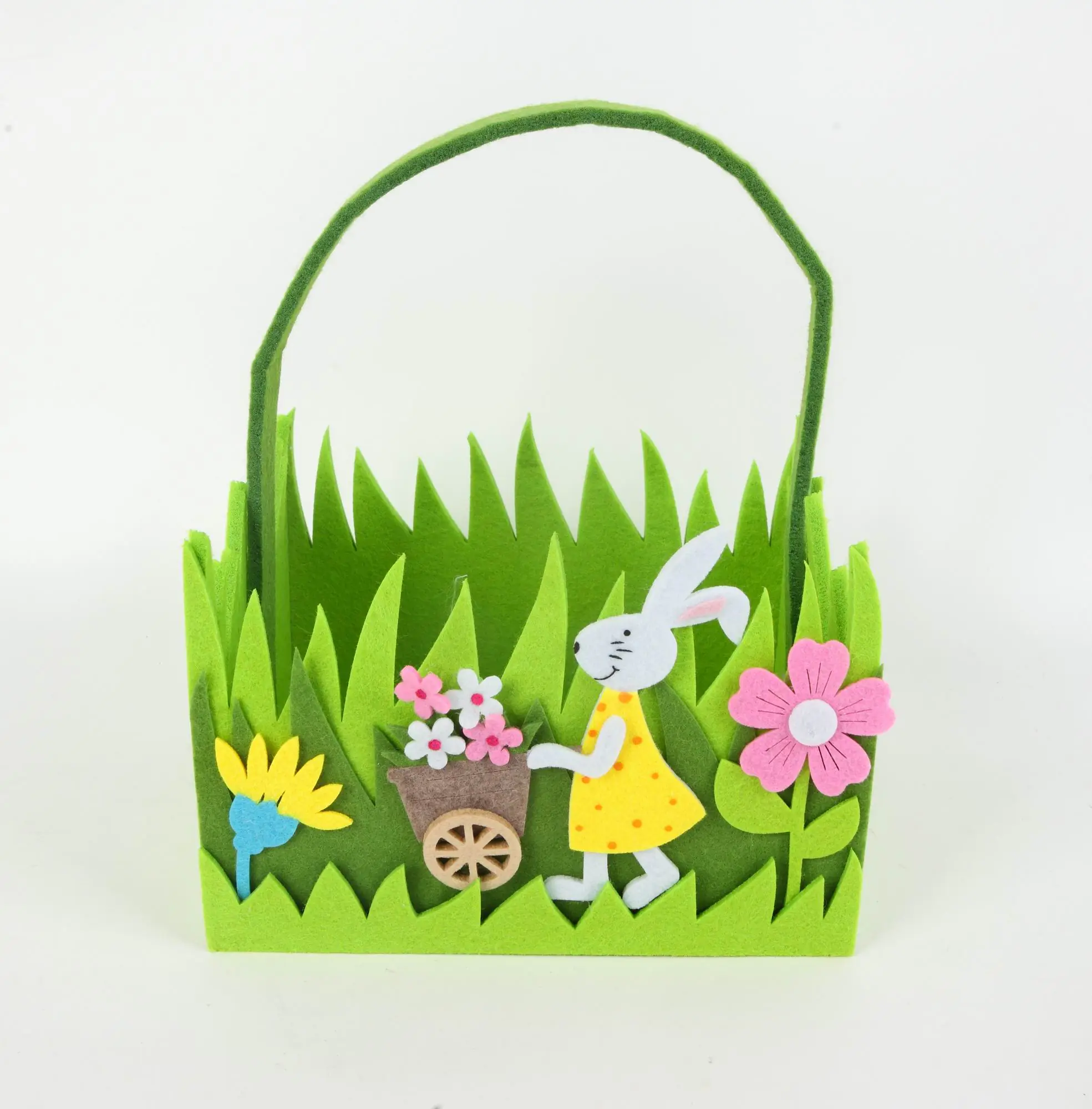 TrendLine Dekokorb Ostern mit Hase Filz 26 x 20 cm grün