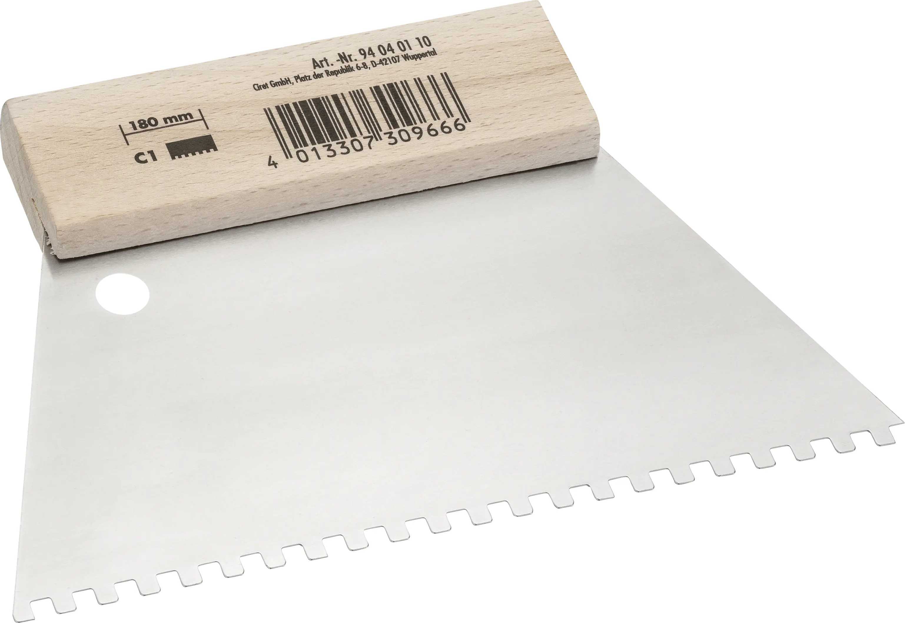 Color Expert Zahnspachtel C1 180 mm Holzgriff