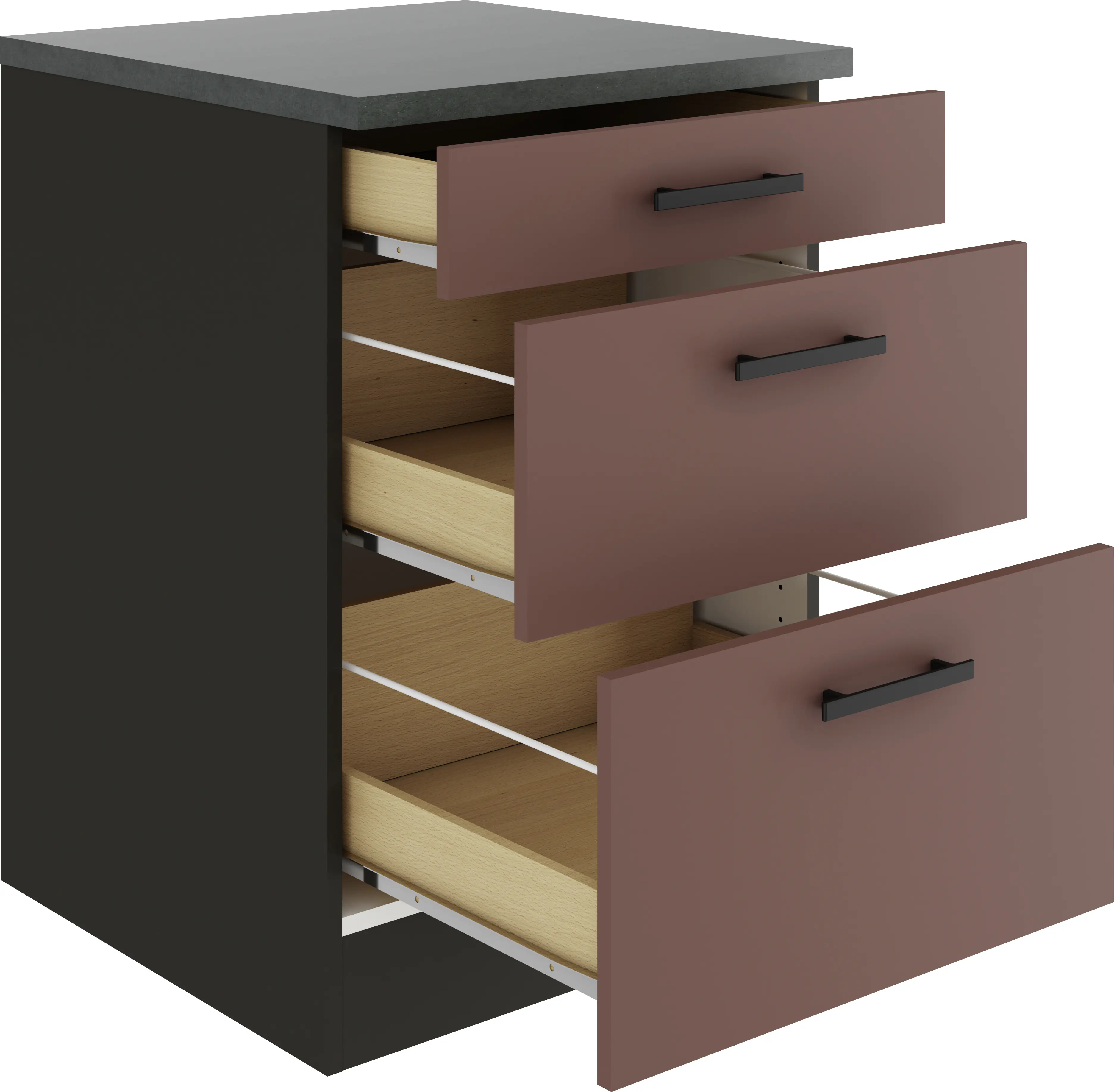 Optifit Unterschrank Nizza 407 rostrot/anthrazit matt 60 cm 