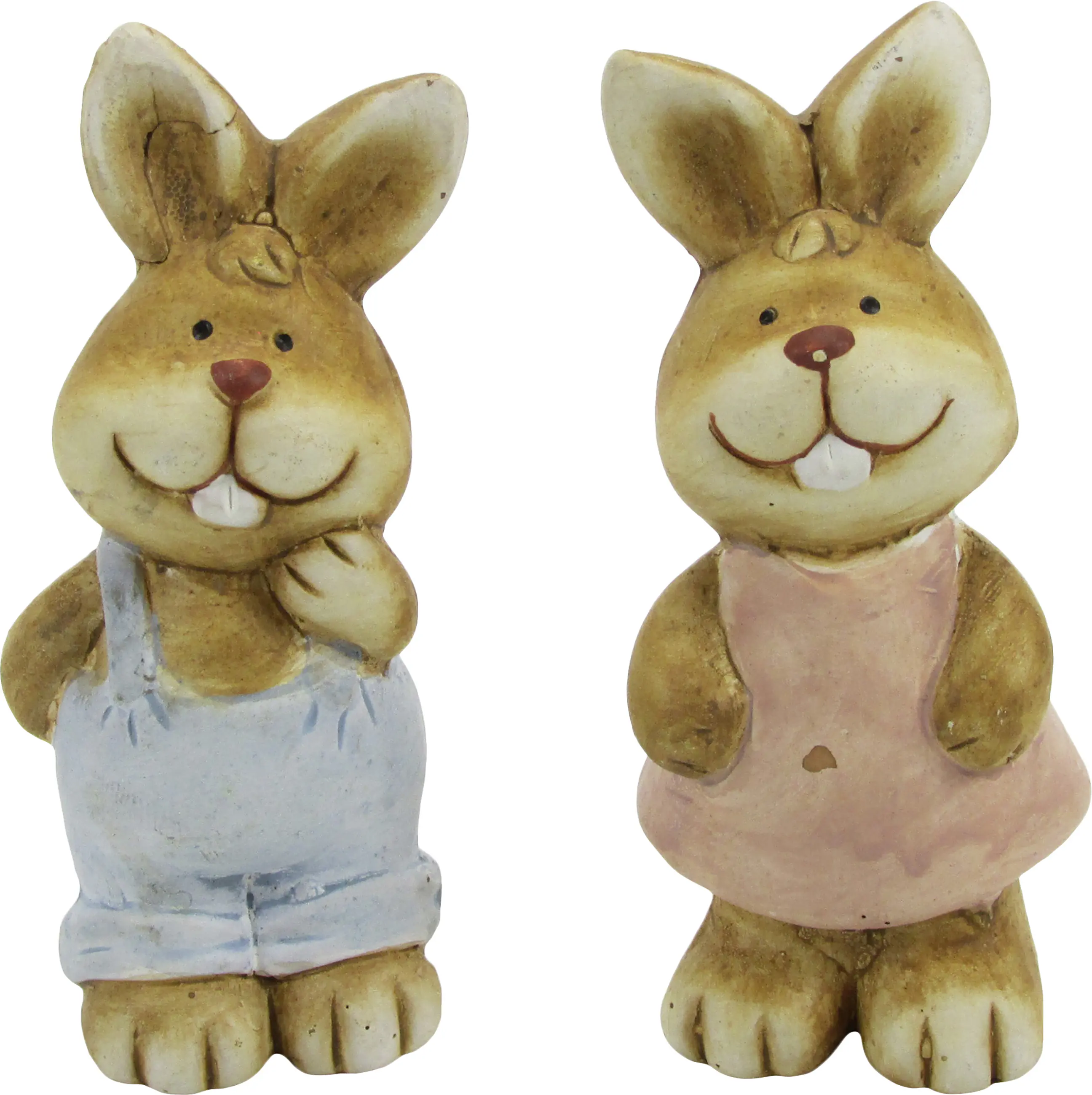 Dekofigur Hase Keramik 8 cm braun blau rosa