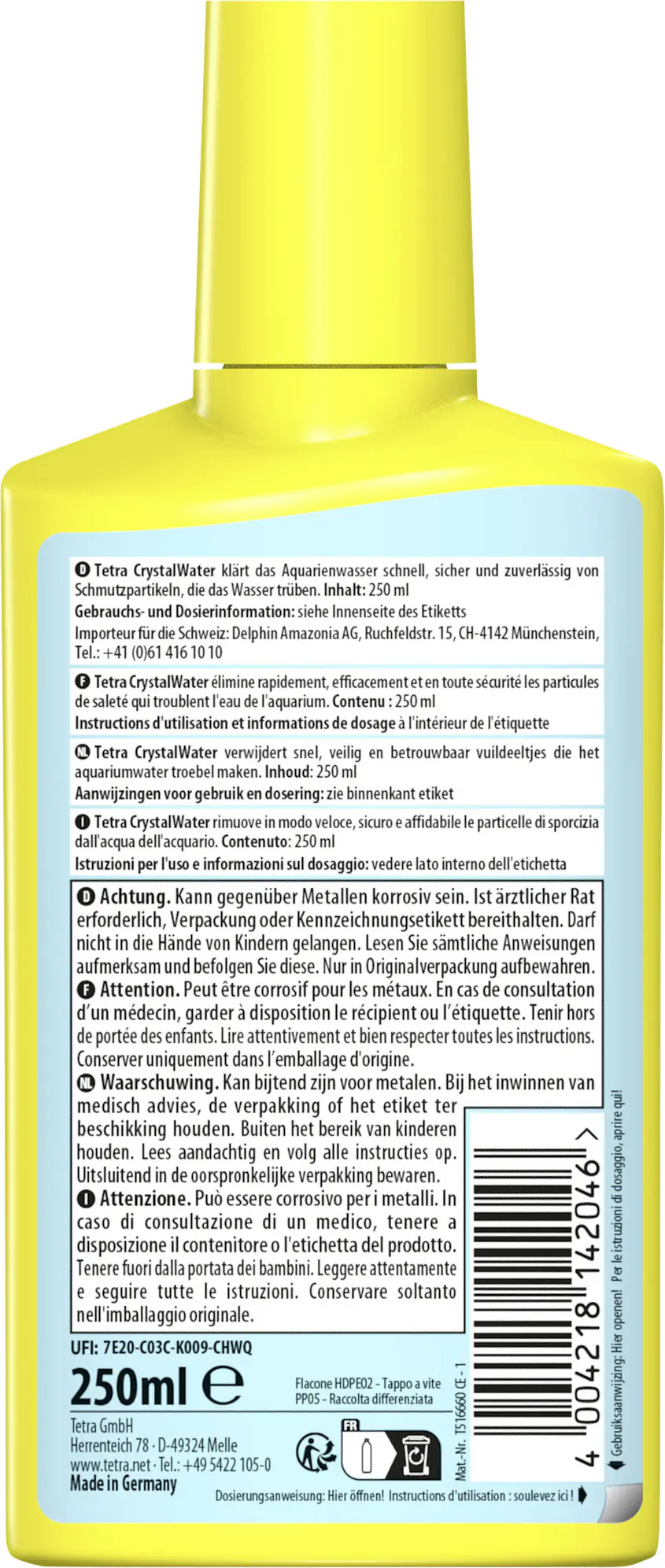 Tetra Wasseraufbereitung Crystal Water Süßwasseraquarien 250 ml