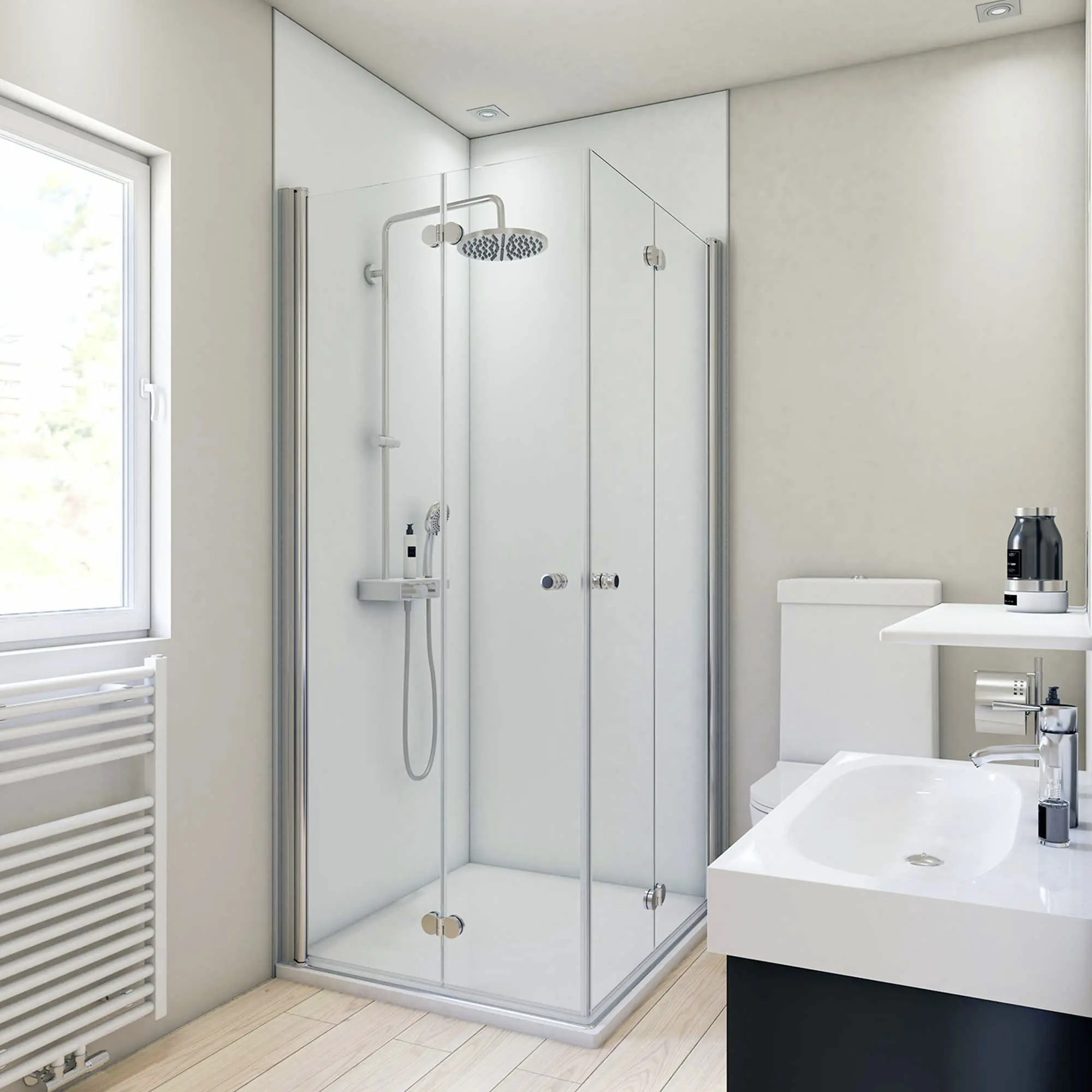 Breuer Duschrückwand Weiss Farbe 90x210x0,3 cm