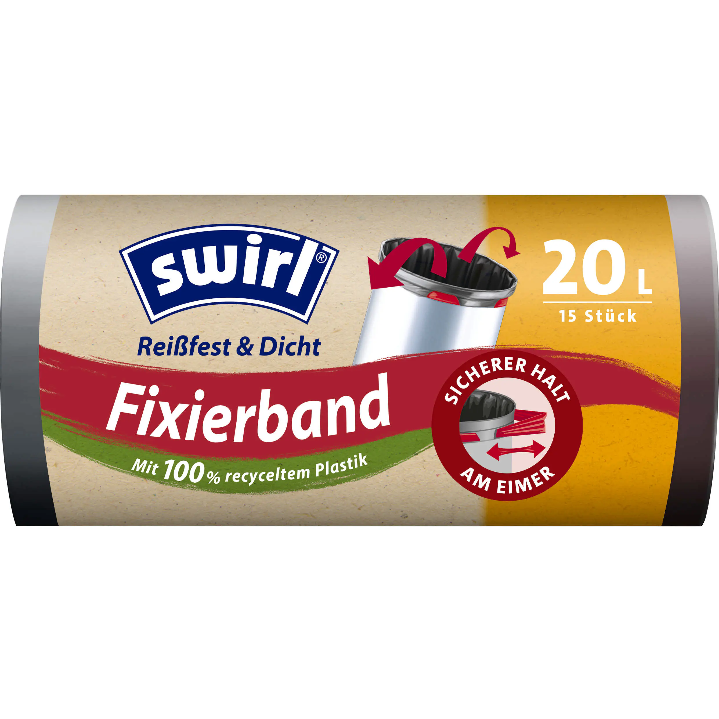 Swirl® Fixierband-Müllbeutel 20 L Reißfest & Dicht