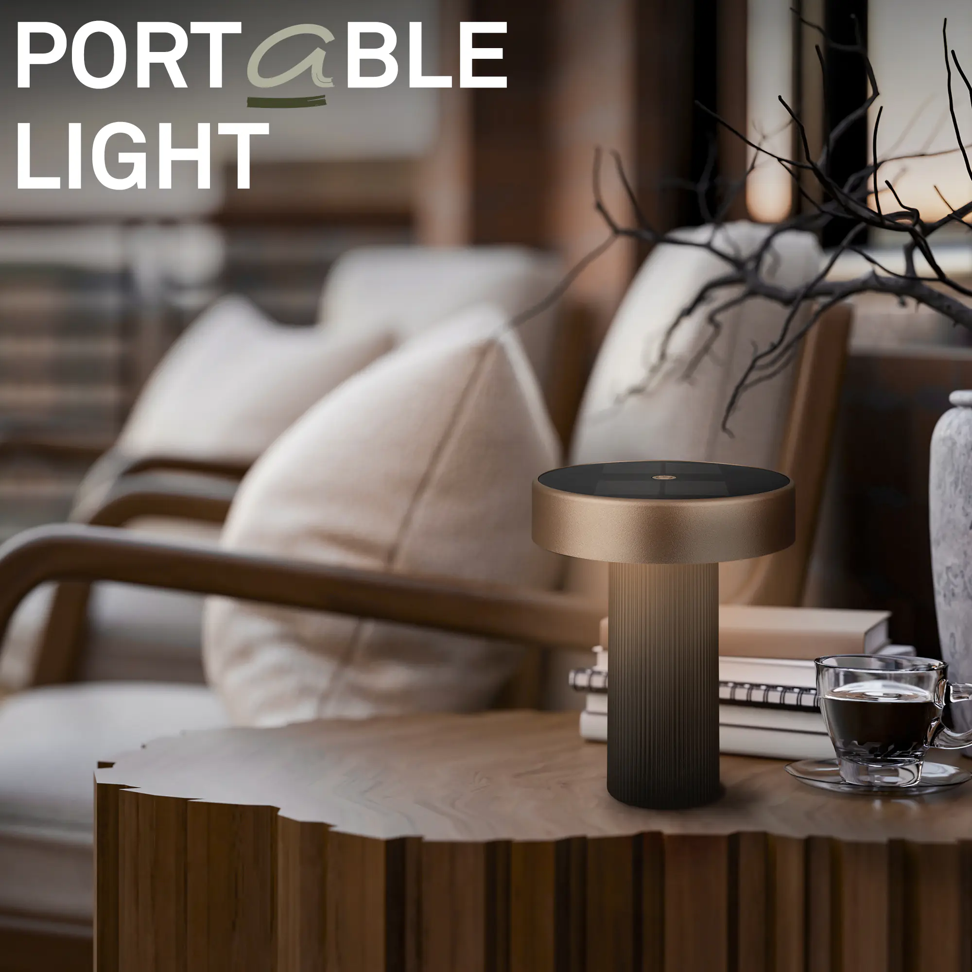 Briloner LED Solar-Tischleuchte Poga Ø 16 x 20 cm warmweiß anthrazit-bronze dimmbar