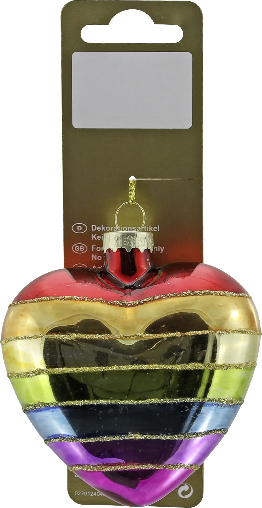 Weihnachtsanhänger Herz aus Glas Ø 9 cm bunt 1 Stück