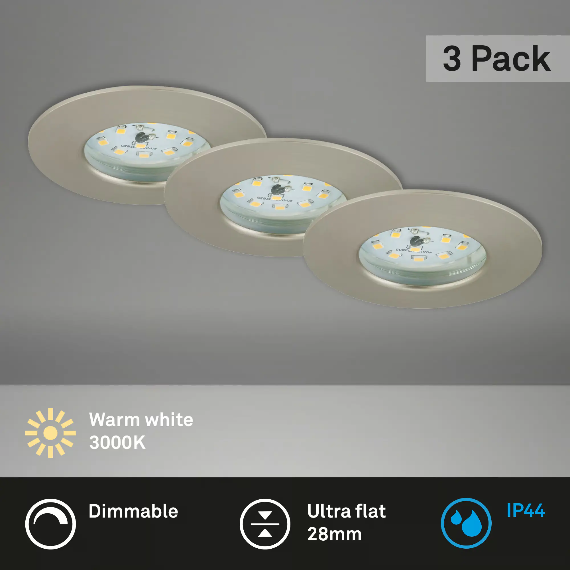 Briloner 3er Set LED Einbauleuchten Attach nickel-matt Ø 7,5 cm Briloner 3er Set LED Einbauleuchten Attach nickel-matt Ø 7,5 cm