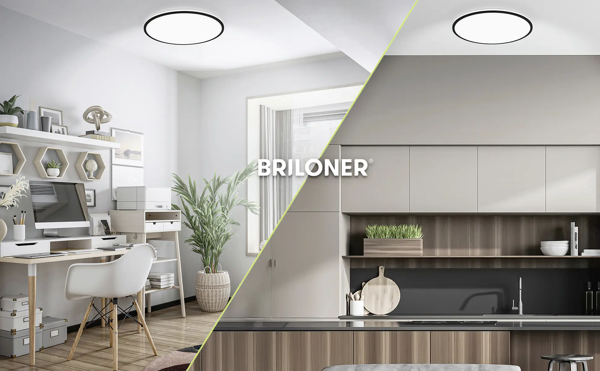 Briloner LED-Deckenleuchte Lana Ø 33 cm weiß-schwarz neutralweiß 