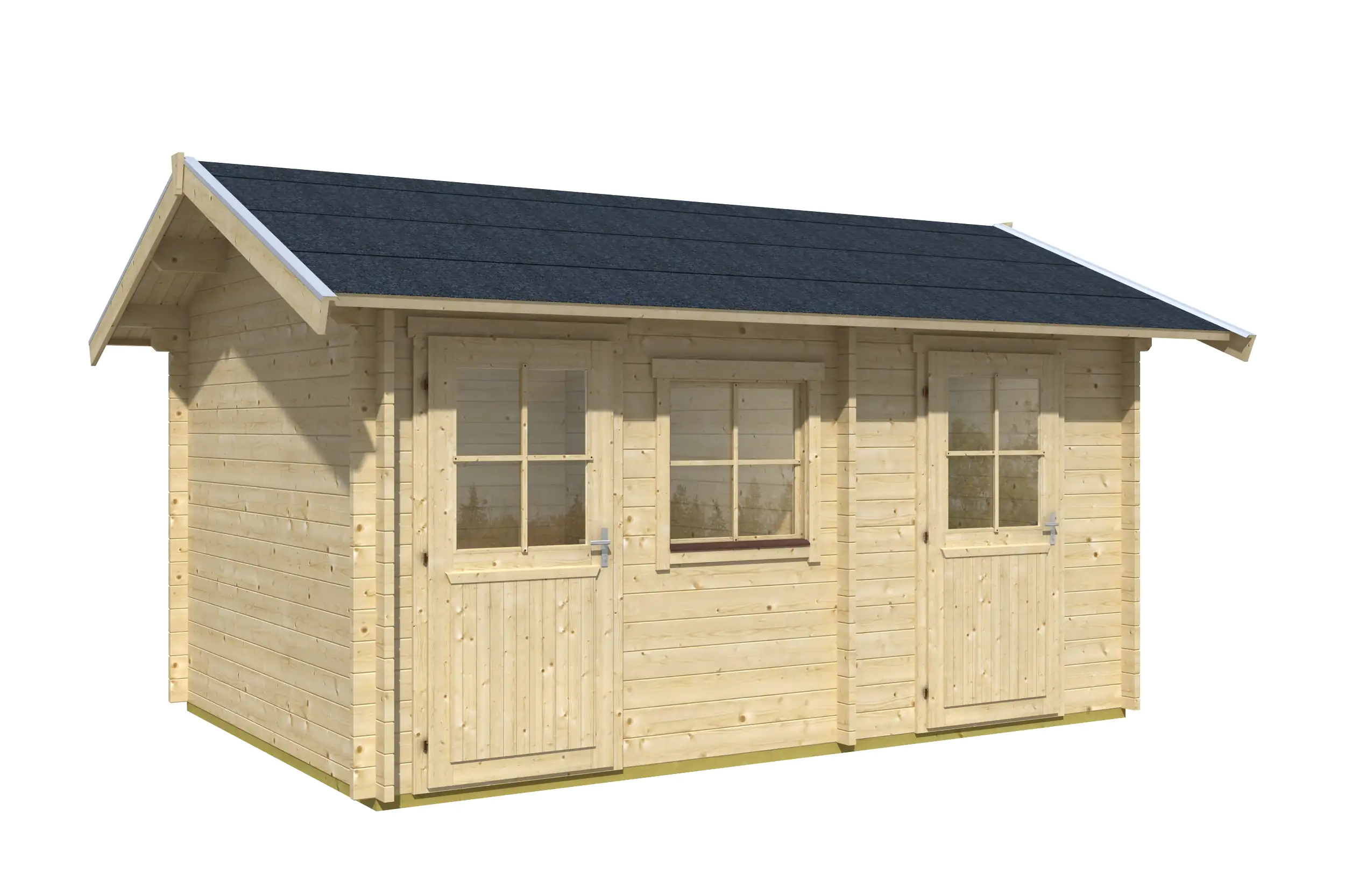 4018211610686_2 SKAN HOLZ Freizeithaus Lausanne 450 x 300 cm natur mit Fußboden, Lattung