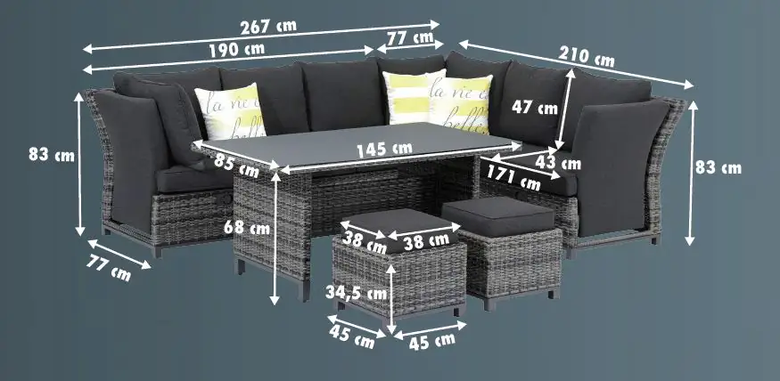 Primaster Dining Möbelset Comino Deluxe mit wetterfestem Kissen