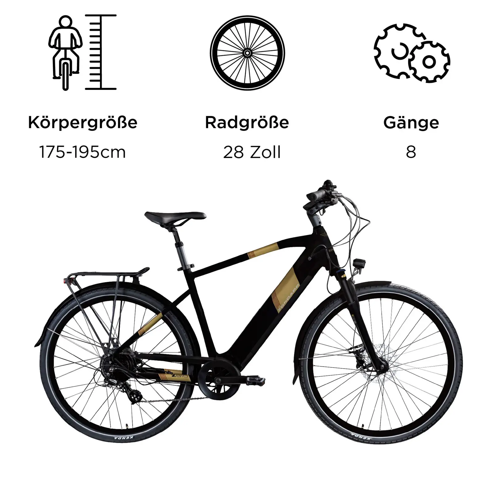 Zündapp E-Bike Z810 Trekking 28 Zoll 8-Gang 550 Wh schwarz beige
