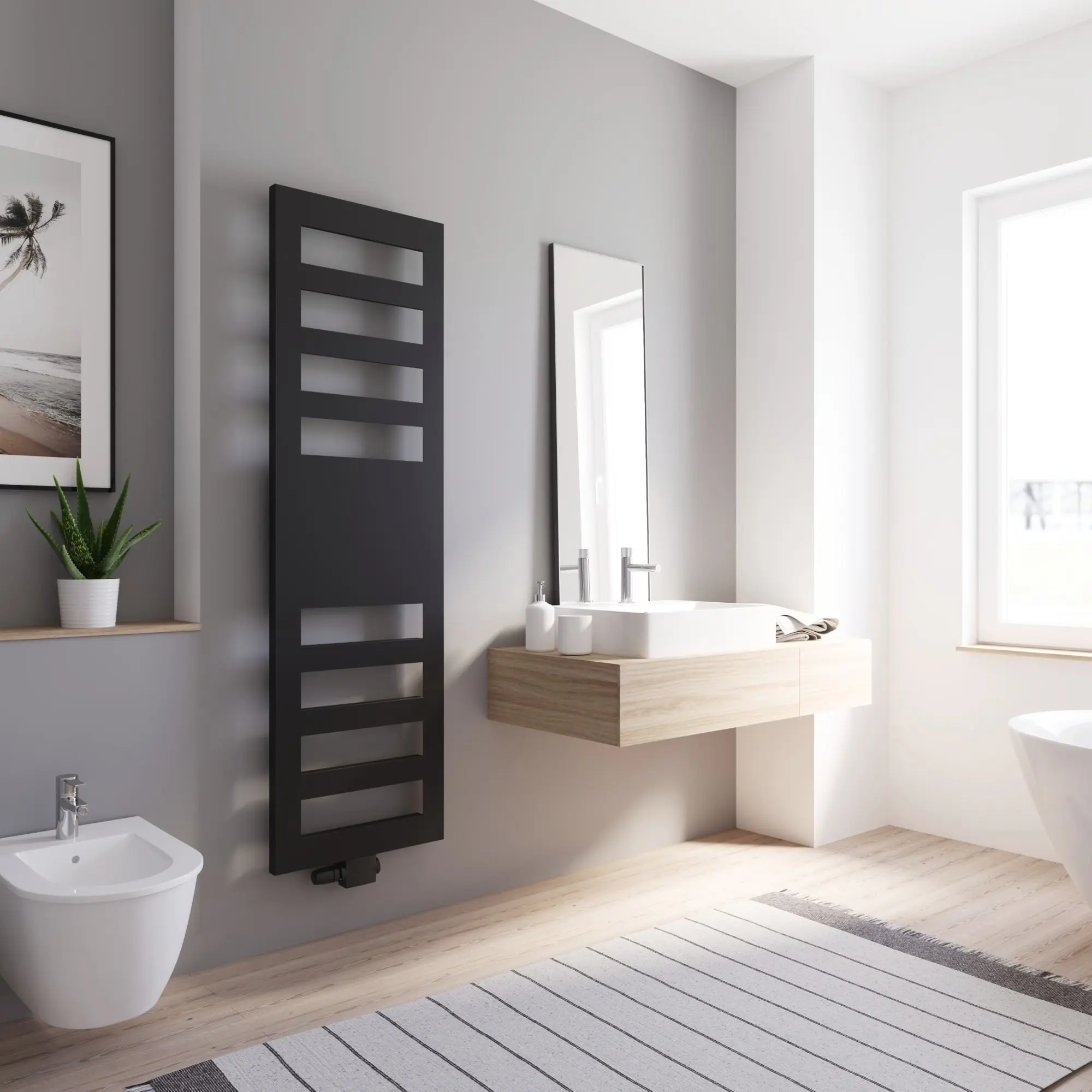 Schulte Design-Heizkörper Münster 170,3 x 50,5 cm mattschwarz 547 W