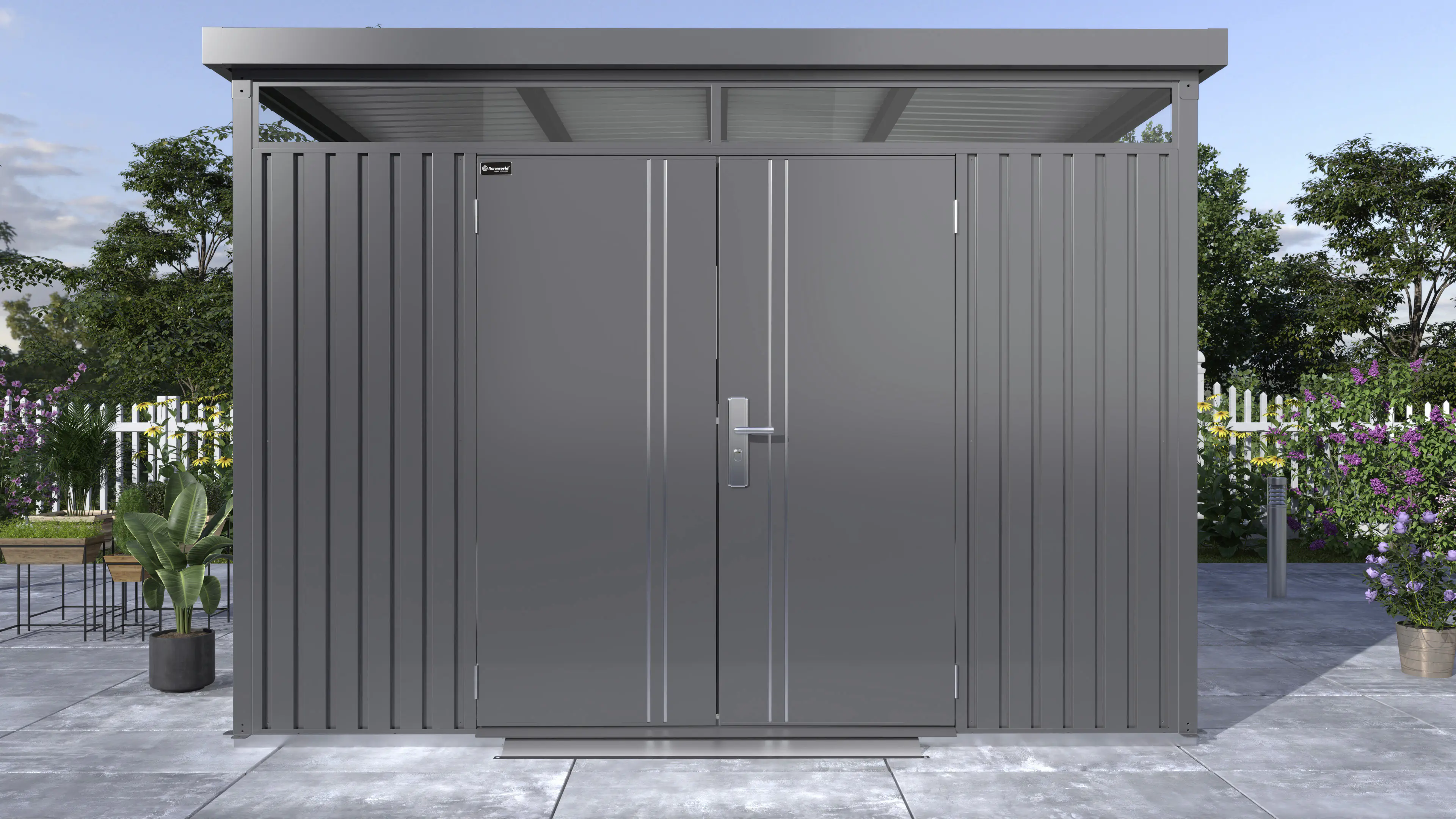 Floraworld Gerätehaus Premium schwarz-metallic 244 x 200 x 201 cm