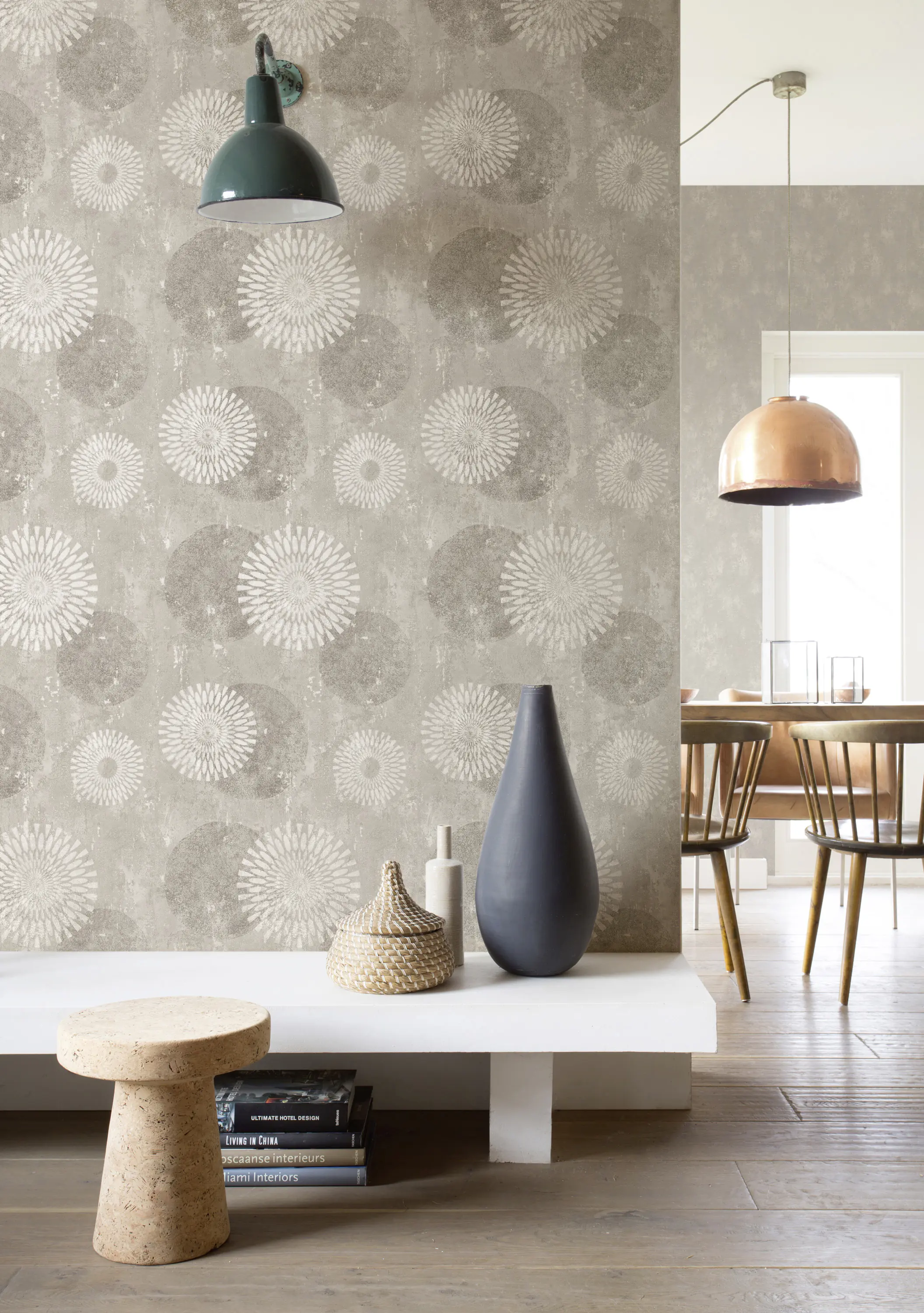 Rasch Vliestapete 651713 Kreise grau-beige 10,05 x 0,53 m 