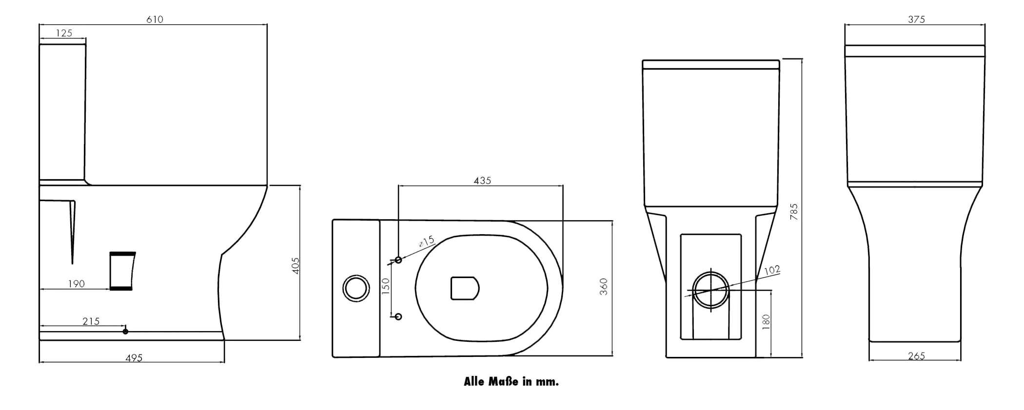 Primaster Stand WC spülrandlos Mara Tiefspüler weiß inkl. WC Sitz und Spülkasten