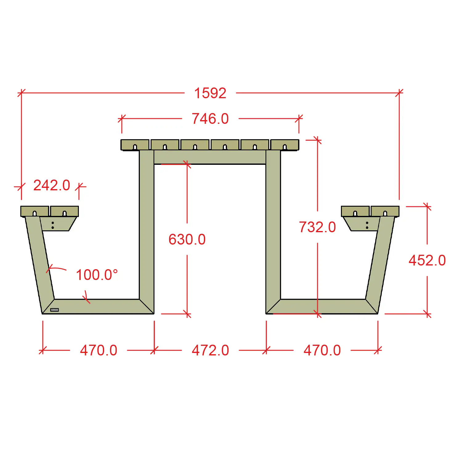 Plus Picknicktisch Wega Stahl-Holz 177 x 161 x 73 cm graubraun Plus Picknicktisch Wega Stahl-Holz 177 x 161 x 73 cm graubraun