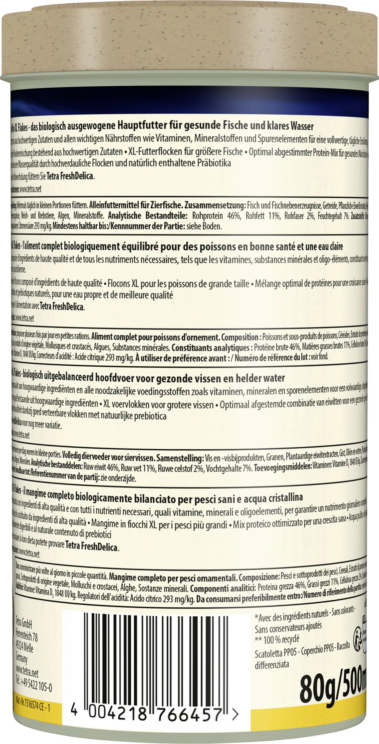 Tetra Fischfutter XL Flocken 500 ml
