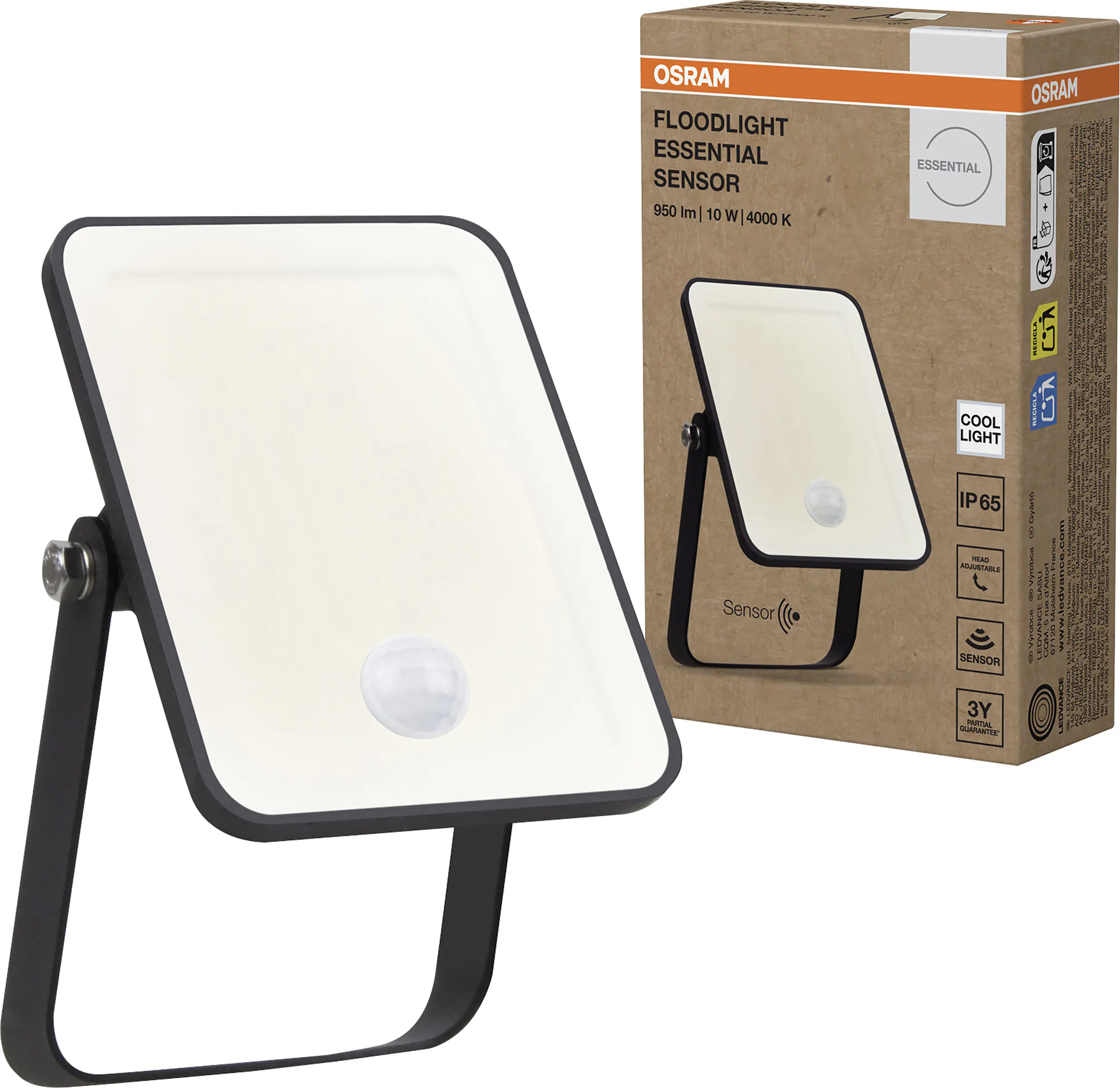Osram LED-Außenleuchte Floodlight Essential mit Bewegungsmelder 13,2 cm neutralweiß schwarz