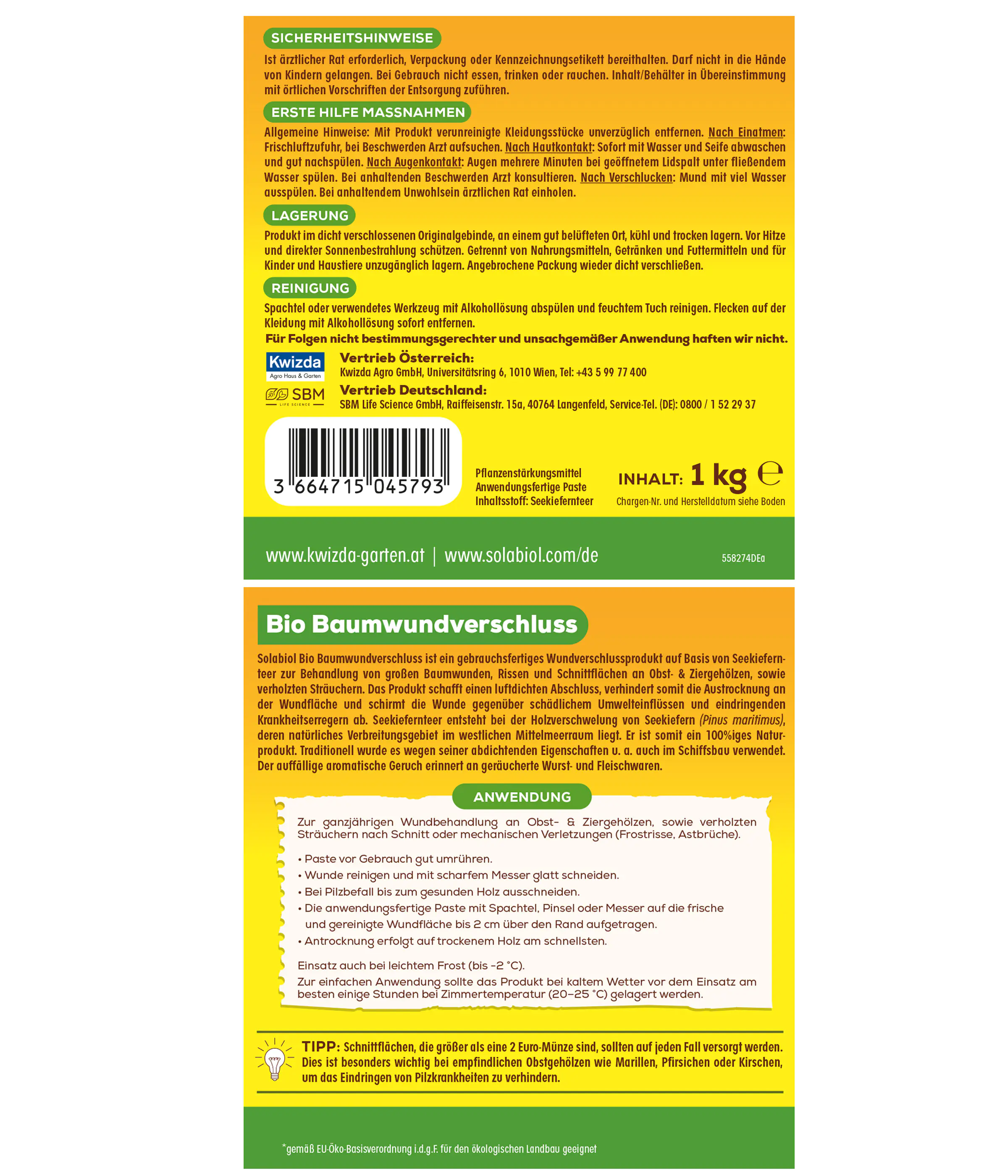 Solabiol Bio Baumwundverschluss 1 kg