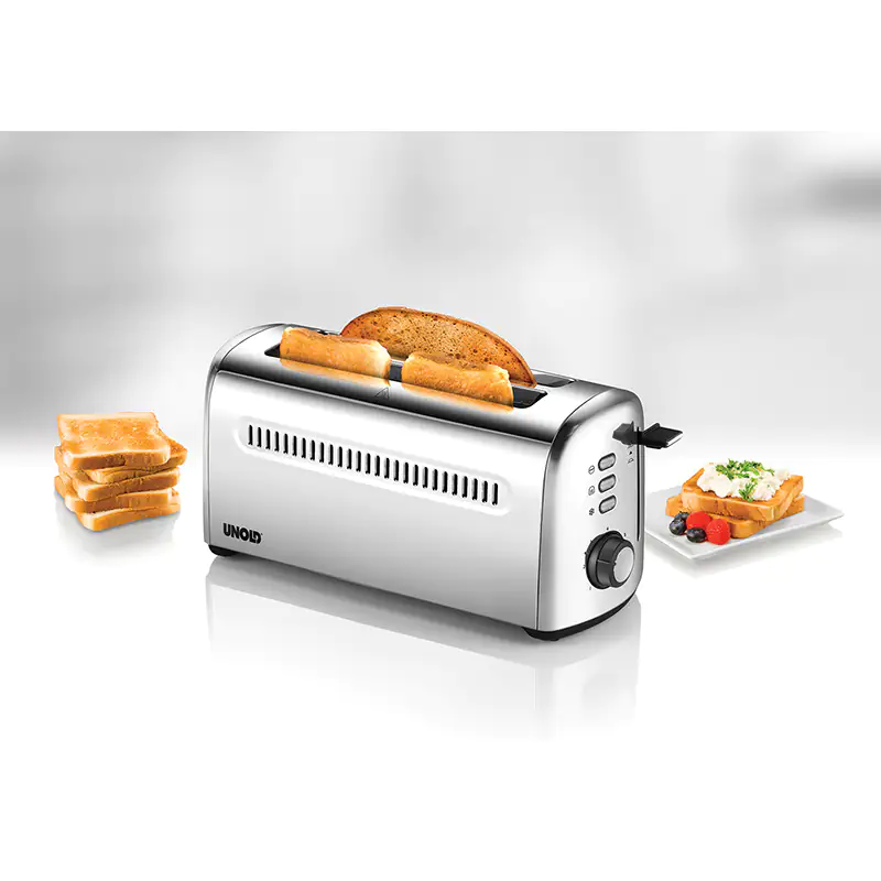 Unold Toaster Retro, Edelstahl 4 Scheiben, Langschlitztoaster Unold Toaster Retro, Edelstahl 4 Scheiben, Langschlitztoaster