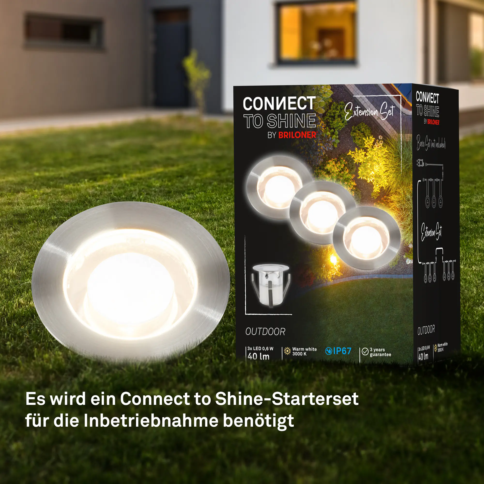 Briloner LED Außen-Bodenstrahler Kebony Connect to Shine 3er Ergänzungsset 1,8W  Briloner LED Außen-Bodenstrahler Kebony Connect to Shine 3er Ergänzungsset 1,8W