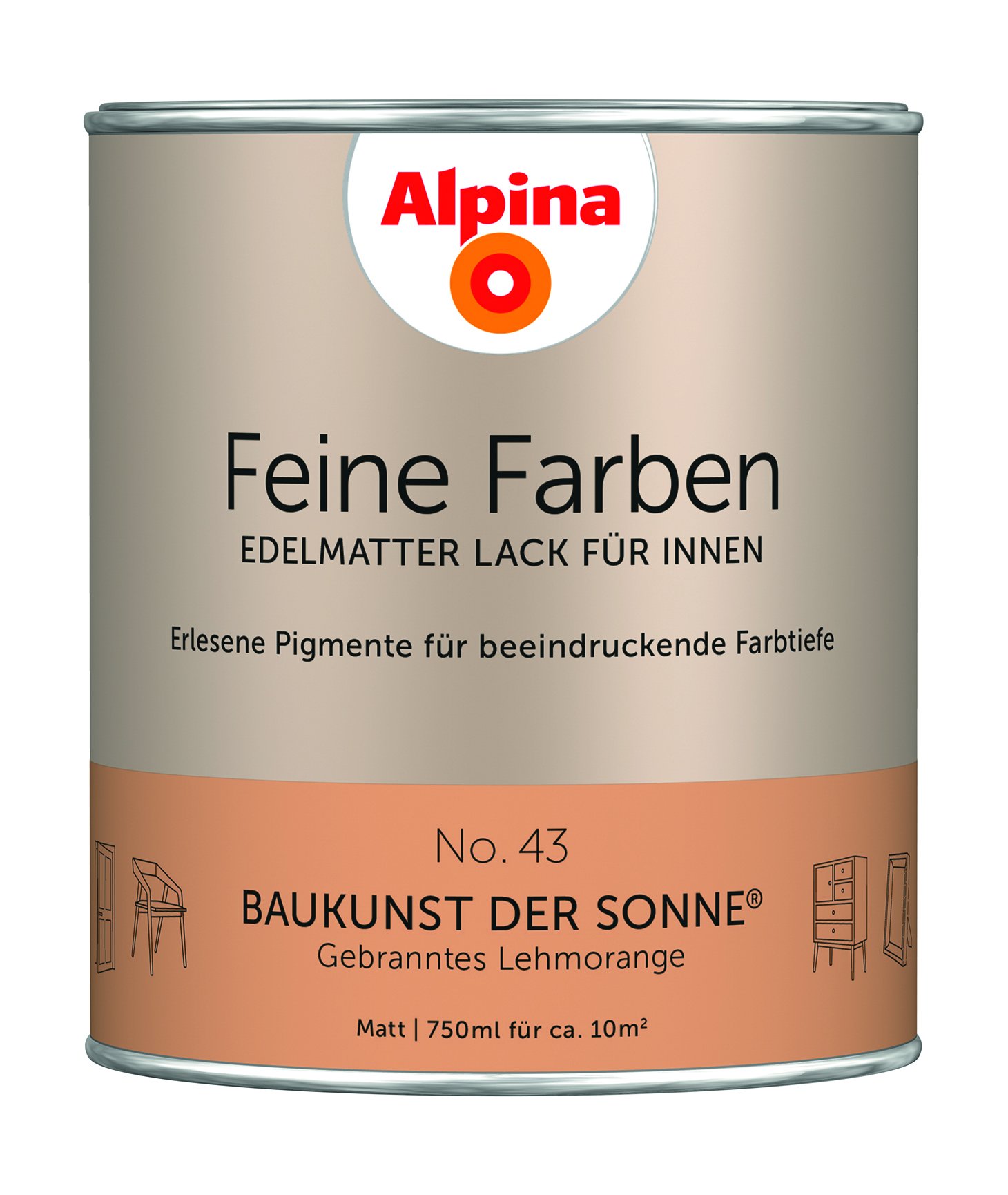Alpina Feine Farben Lack No. 43 Baukunst der Sonne - lehmorange 750 ml