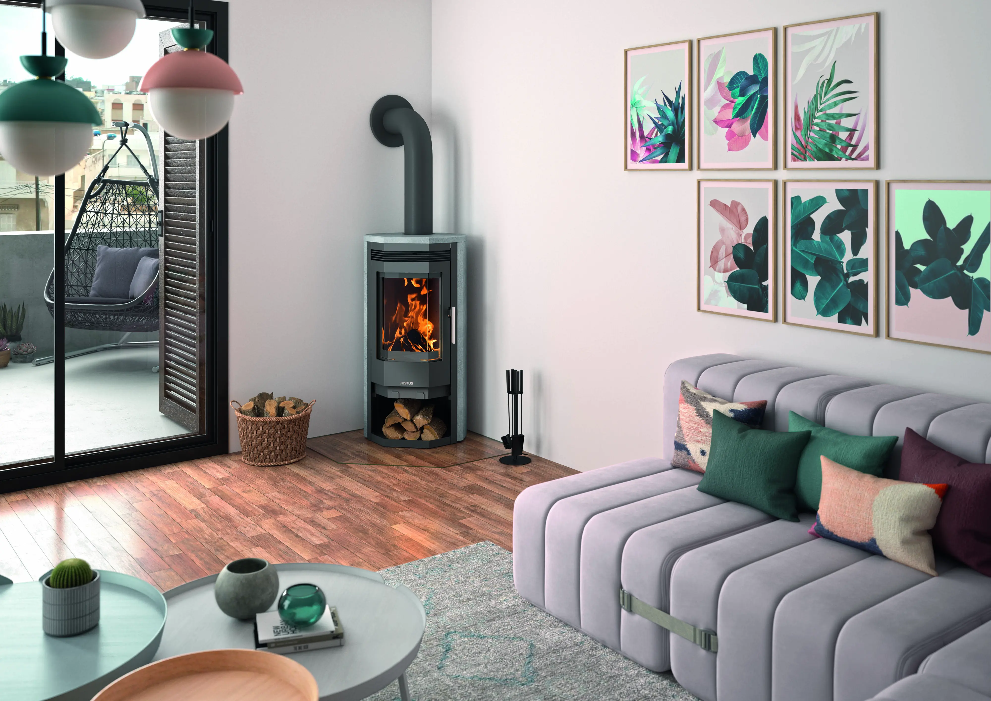 Justus Kaminofen Usedom 5 II Speckstein Korpus Stahl gussgrau 5,5 kW