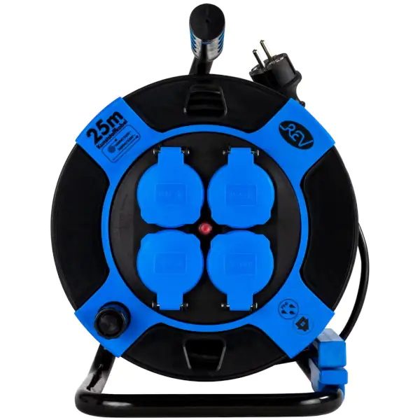REV Kabeltrommel 25m Außen Kompakt, H05VV-F3G1,5, blau REV Kabeltrommel 25m Außen Kompakt, H05VV-F3G1,5, blau