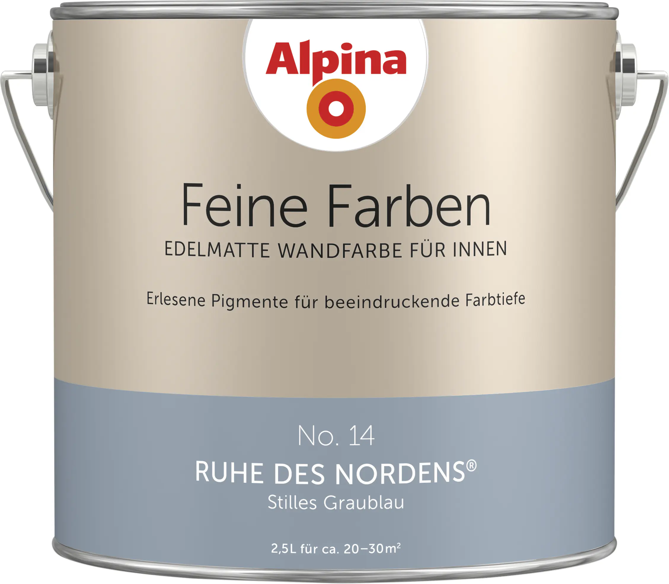 Alpina Feine Farben Wandfarbe No. 14 Ruhe des Nordens - stilles graublau 2,5 L