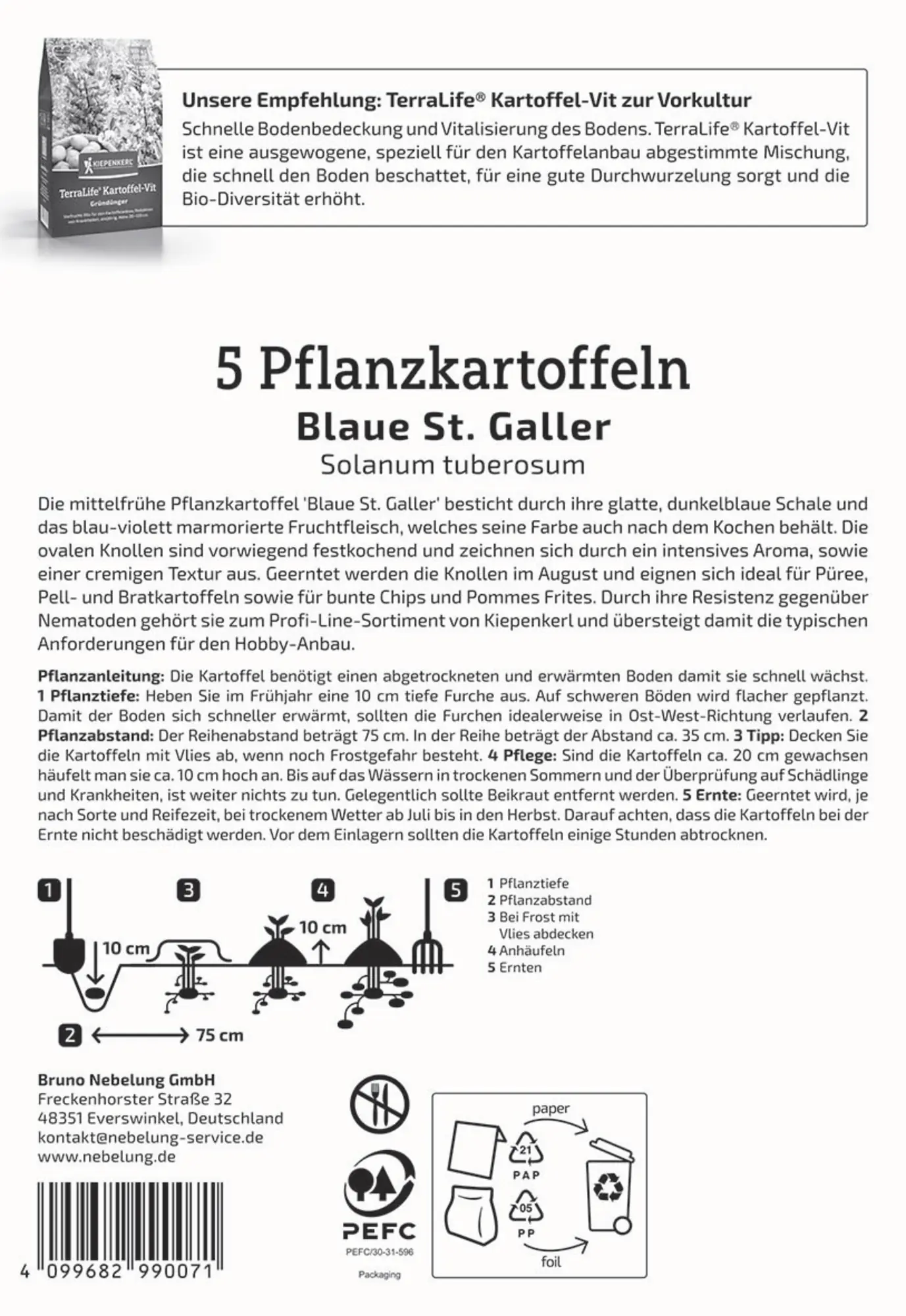 Kiepenkerl Pflanzkartoffel Blaue St. Galler 5 Stück